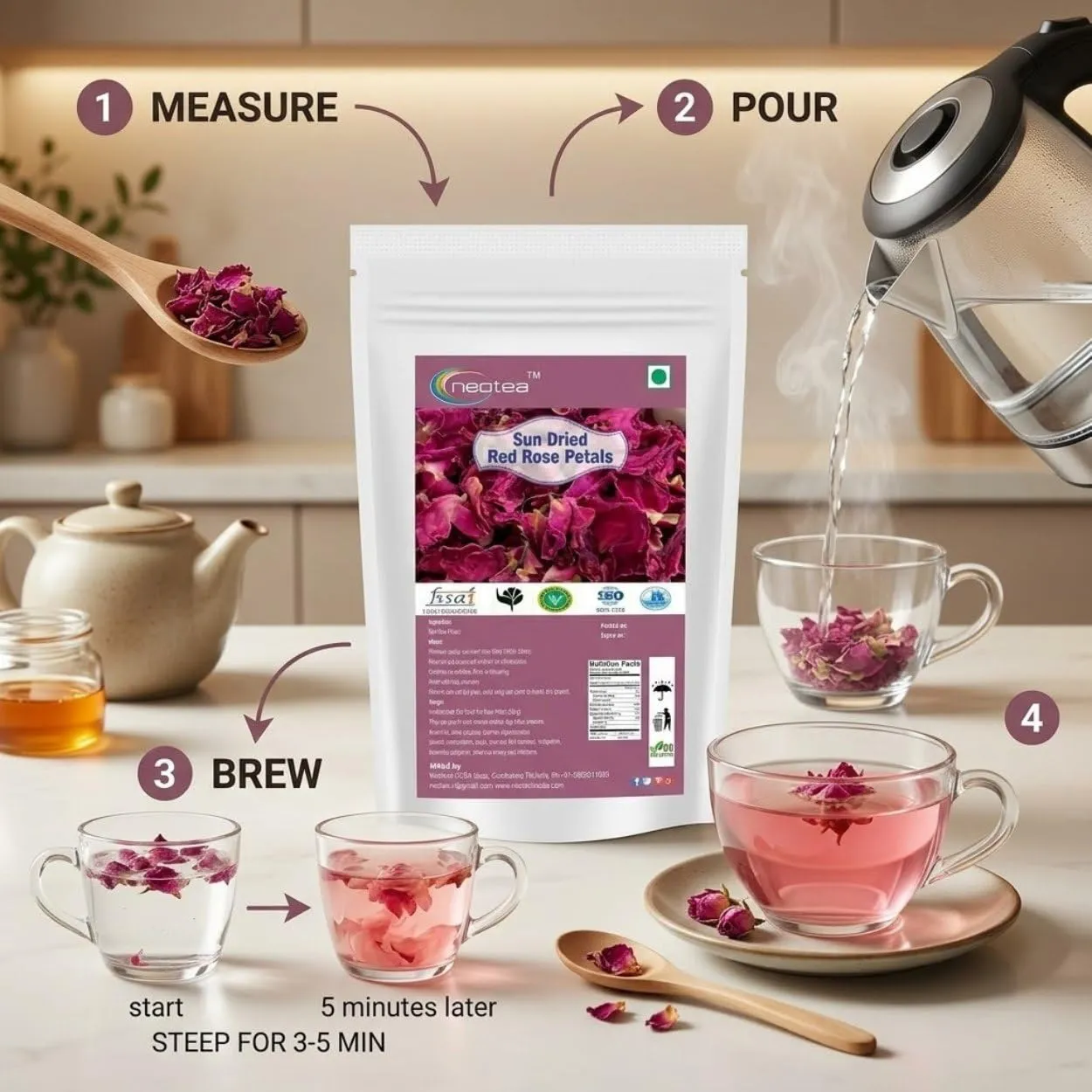 Dried Red Rose Petals 100% Natural Premium Quality Whole Rose Petals for Tea, Potpourri, Crafts, Decorations, DIY Projects, Floral Blends & Everyday Home Use