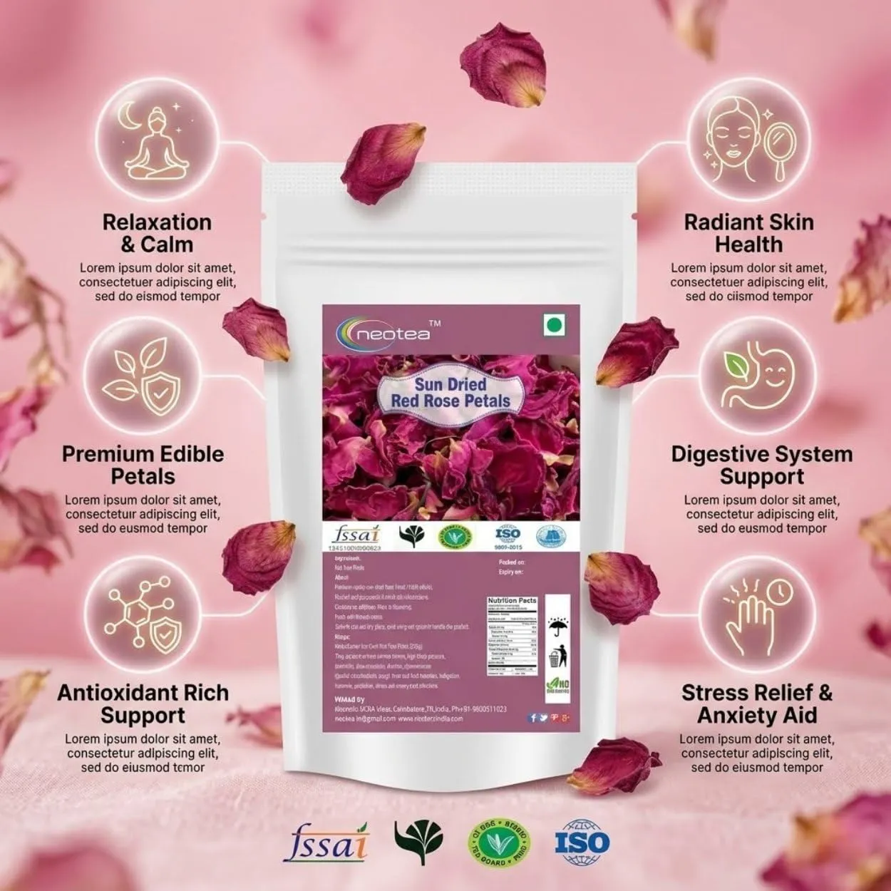 Dried Red Rose Petals 100% Natural Premium Quality Whole Rose Petals for Tea, Potpourri, Crafts, Decorations, DIY Projects, Floral Blends & Everyday Home Use