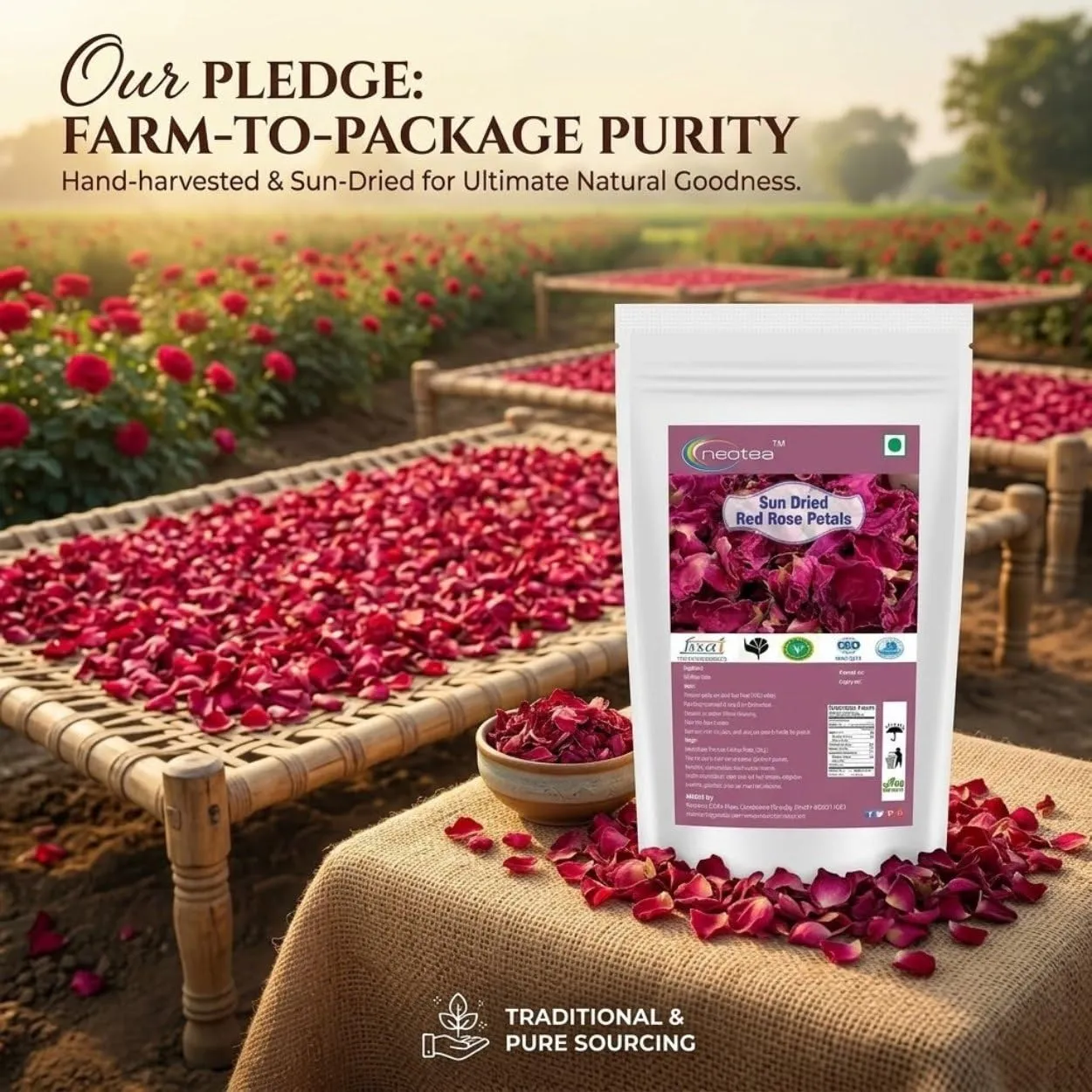 Dried Red Rose Petals 100% Natural Premium Quality Whole Rose Petals for Tea, Potpourri, Crafts, Decorations, DIY Projects, Floral Blends & Everyday Home Use