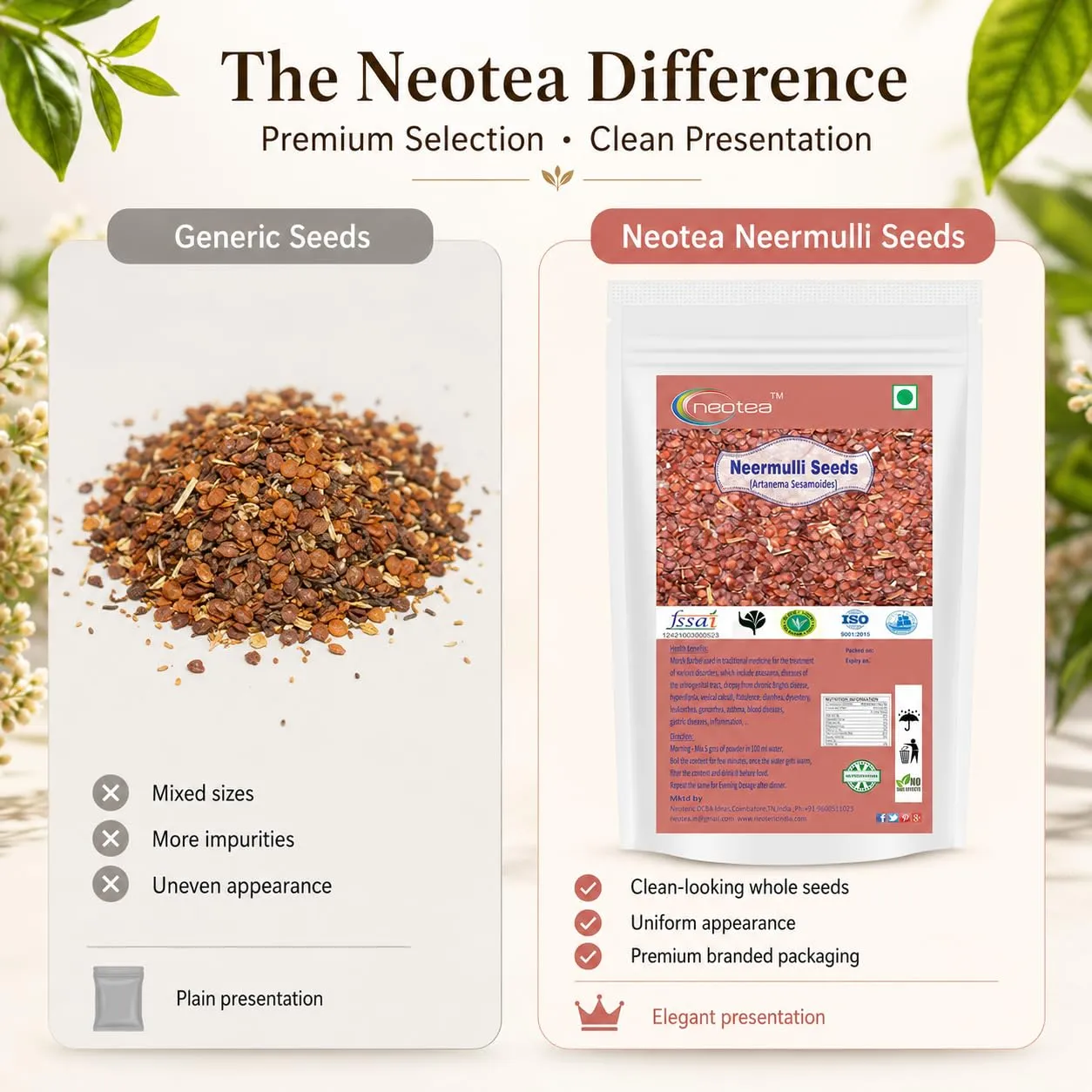 Neermulli Seeds | Natural Whole Neermulli Seeds | Premium Quality Dried Herbal Seeds | Carefully Cleaned & Packed | Traditional Ingredient for Everyday Use | 100% Natural