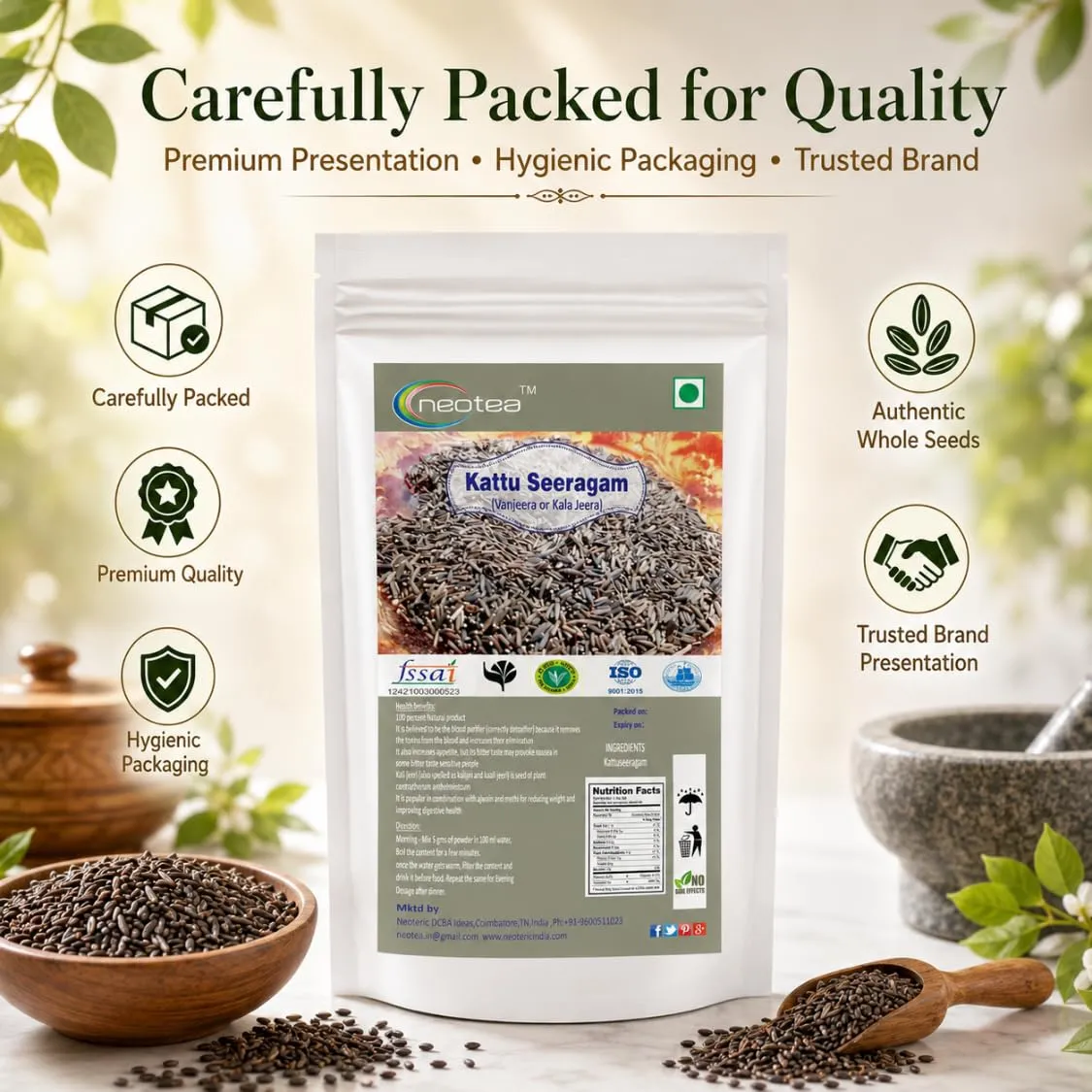 Kattu Seeragam Seeds | Wild Cumin Seeds | Natural Whole Kattu Seeragam | Aromatic Spice for Traditional Cooking, Herbal Preparations & Everyday Kitchen Use | Carefully Packed Quality