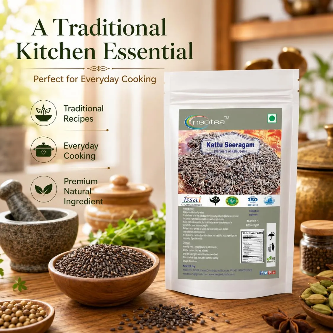 Kattu Seeragam Seeds | Wild Cumin Seeds | Natural Whole Kattu Seeragam | Aromatic Spice for Traditional Cooking, Herbal Preparations & Everyday Kitchen Use | Carefully Packed Quality