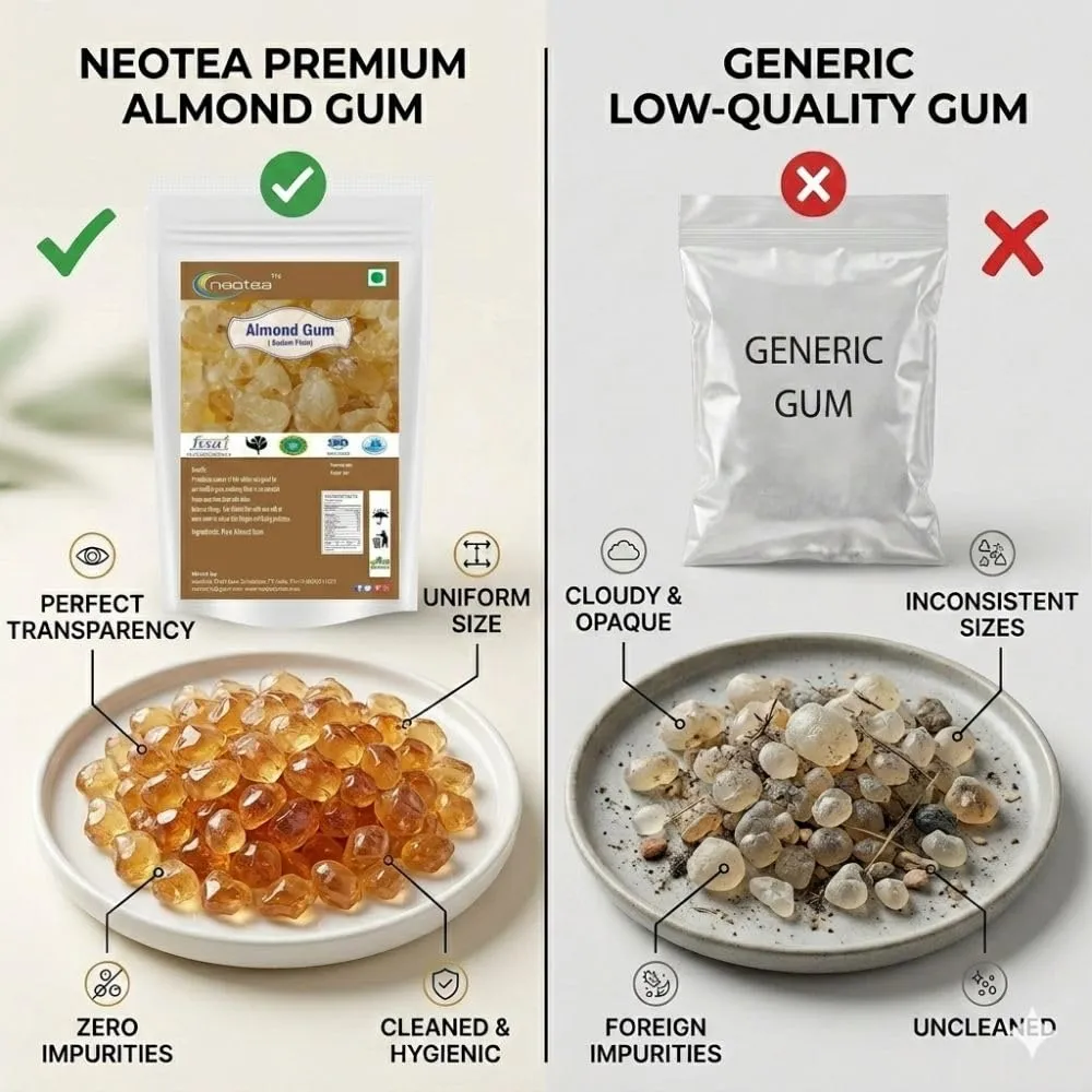 Almond Gum | Natural Almond Gum Resin | Premium Raw Herbal Ingredient | Whole Dried Almond Gum Crystals | Traditional Culinary & Beverage Ingredient | Carefully Packed