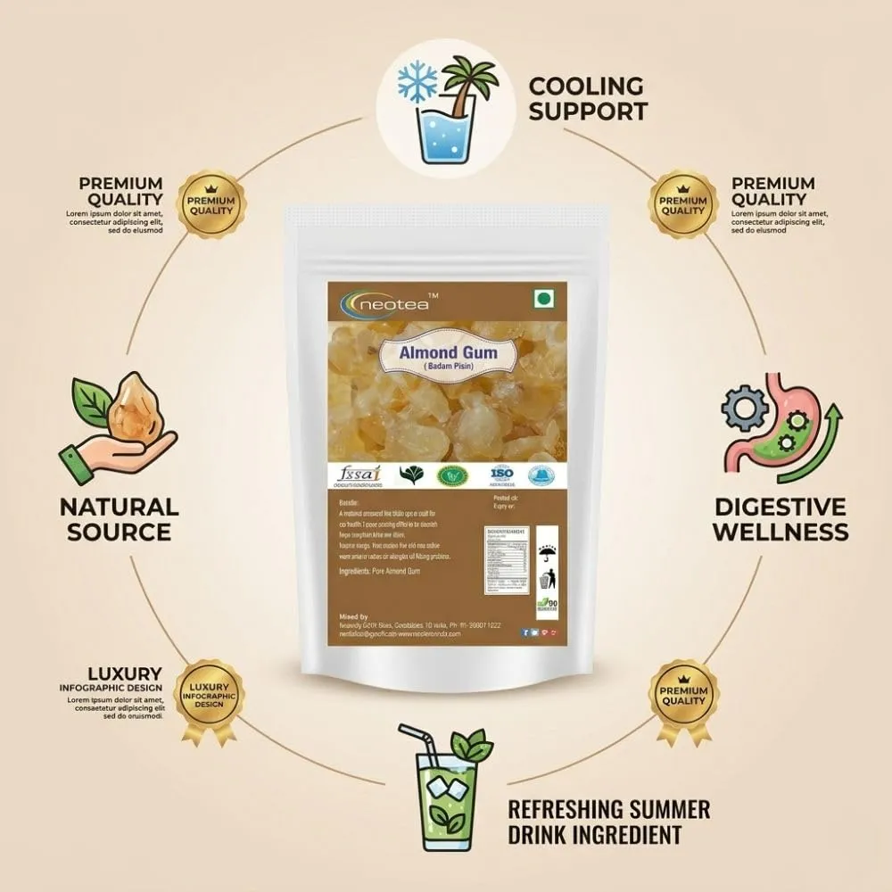Almond Gum | Natural Almond Gum Resin | Premium Raw Herbal Ingredient | Whole Dried Almond Gum Crystals | Traditional Culinary & Beverage Ingredient | Carefully Packed