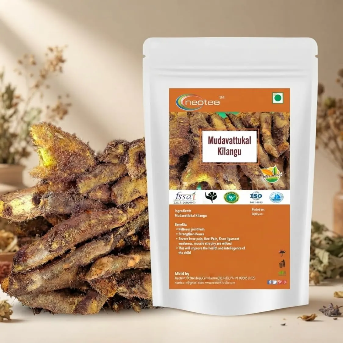 Mudavattukal Kilangu | 100% Natural Whole Dried Herbal Root | Raw Herbal Ingredient | Traditionally Used Indian Herb | Carefully Cleaned & Packed | No Added Preservatives