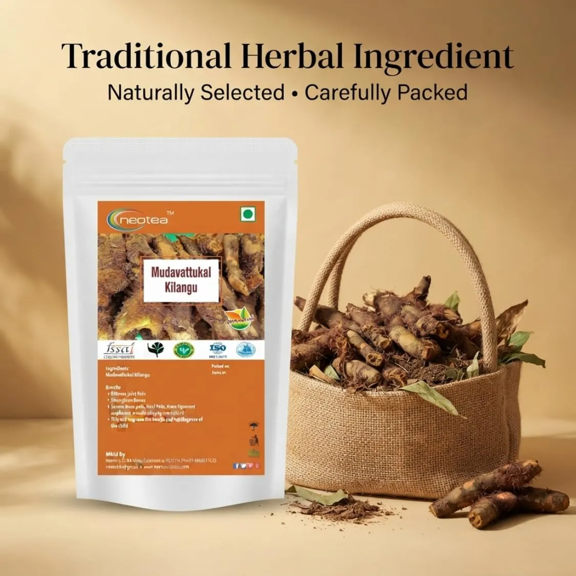 Mudavattukal Kilangu | 100% Natural Whole Dried Herbal Root | Raw Herbal Ingredient | Traditionally Used Indian Herb | Carefully Cleaned & Packed | No Added Preservatives