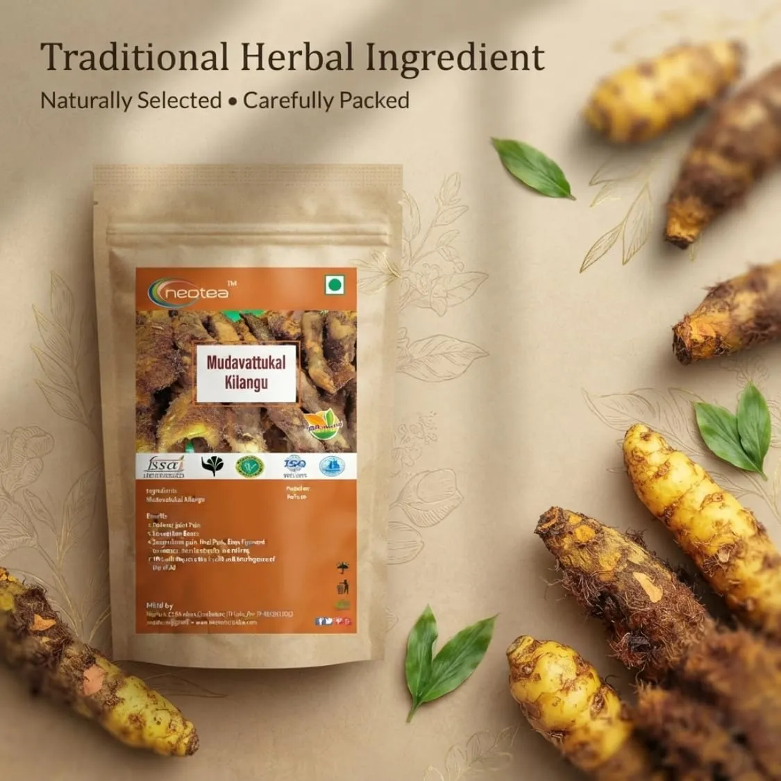 Mudavattukal Kilangu | 100% Natural Whole Dried Herbal Root | Raw Herbal Ingredient | Traditionally Used Indian Herb | Carefully Cleaned & Packed | No Added Preservatives