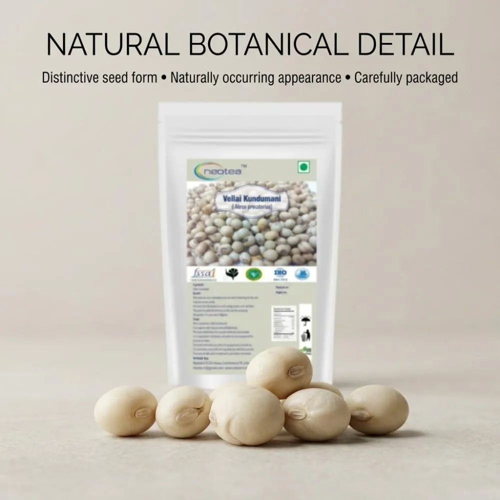 Vellai Kundumani Gulugunji Ratti Seeds | Abrus Precatorius White Variety | Natural, Raw & Unprocessed Seeds | Ideal for Traditional and Research Use | No Additives or Preservatives