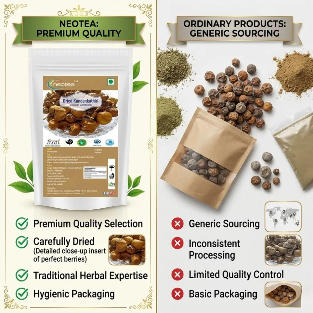Kandankathiri Raw Herb | Dried Kandankathiri Whole Herb | Carefully Cleaned & Naturally Dried Herbal Ingredient | Traditional Indian Herb | Authentic Raw Herbal Product