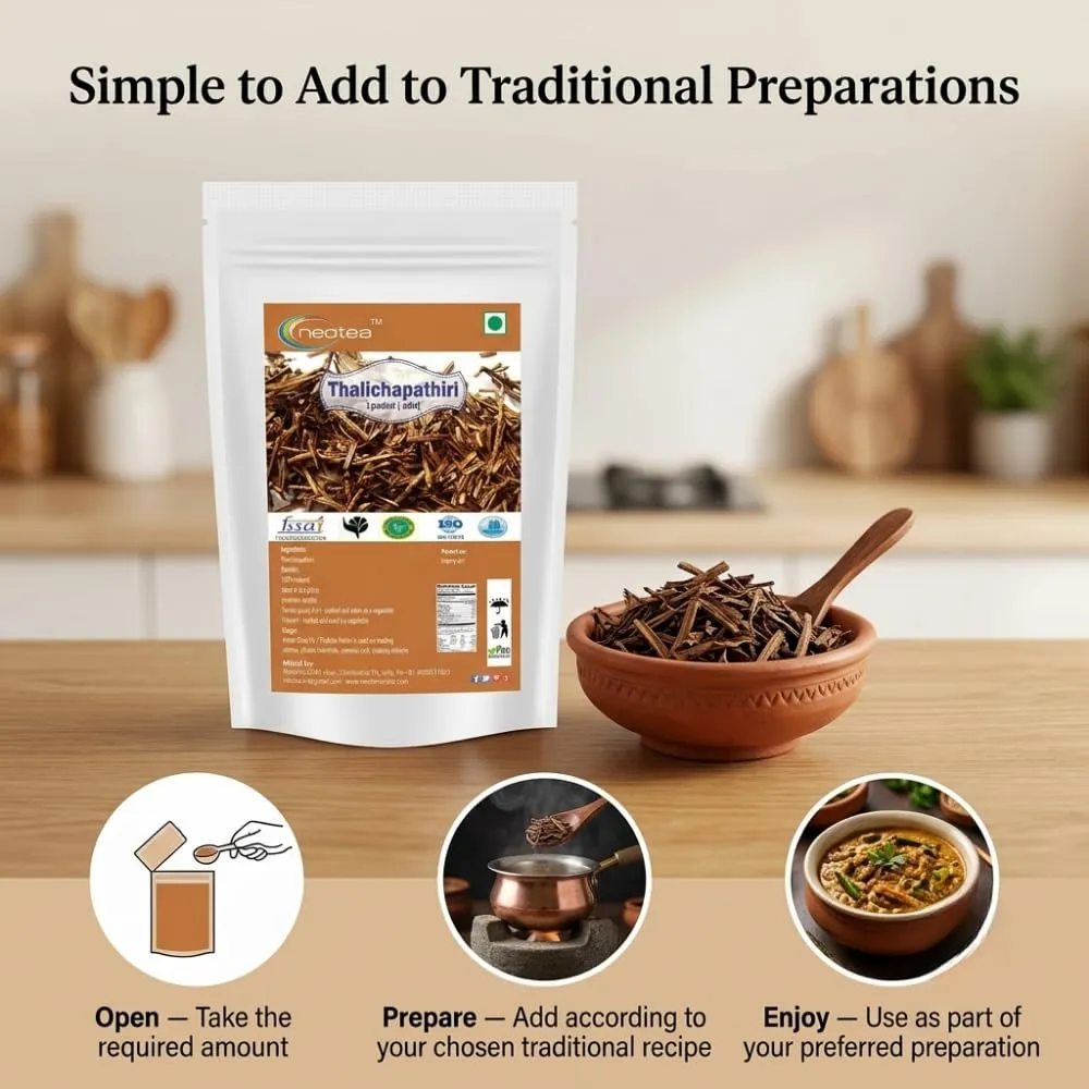 Thalichapathiri Whole Dried Herb | Raw Herbal Ingredient | Naturally Dried Thalichapathiri Leaves | Traditional Indian Culinary & Herbal Ingredient | Carefully Packed
