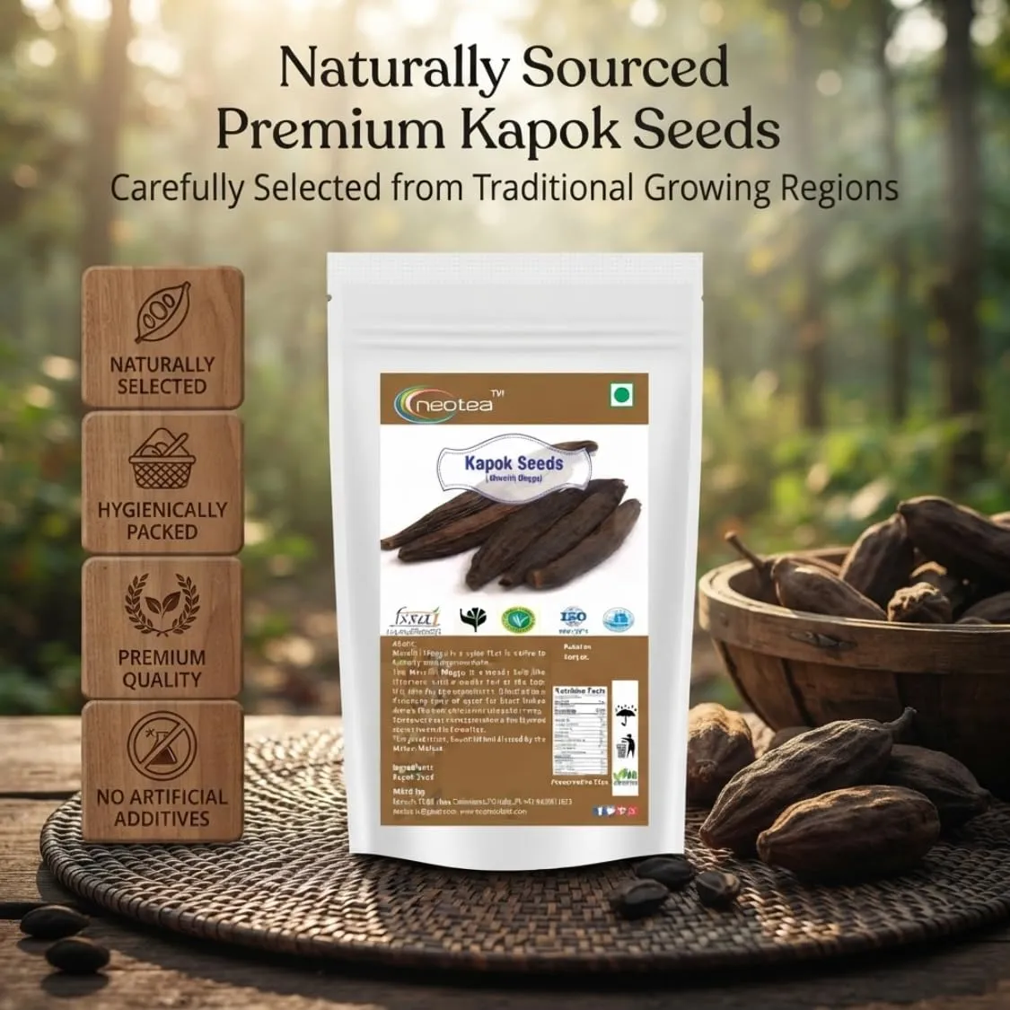 Kapok Seeds(Marathi Moggu) | Natural Dried Kapok Tree Seeds | Whole Raw Herbal Seeds | Traditionally Used Botanical Ingredient | Unprocessed Whole Seeds for Traditional and Household Use