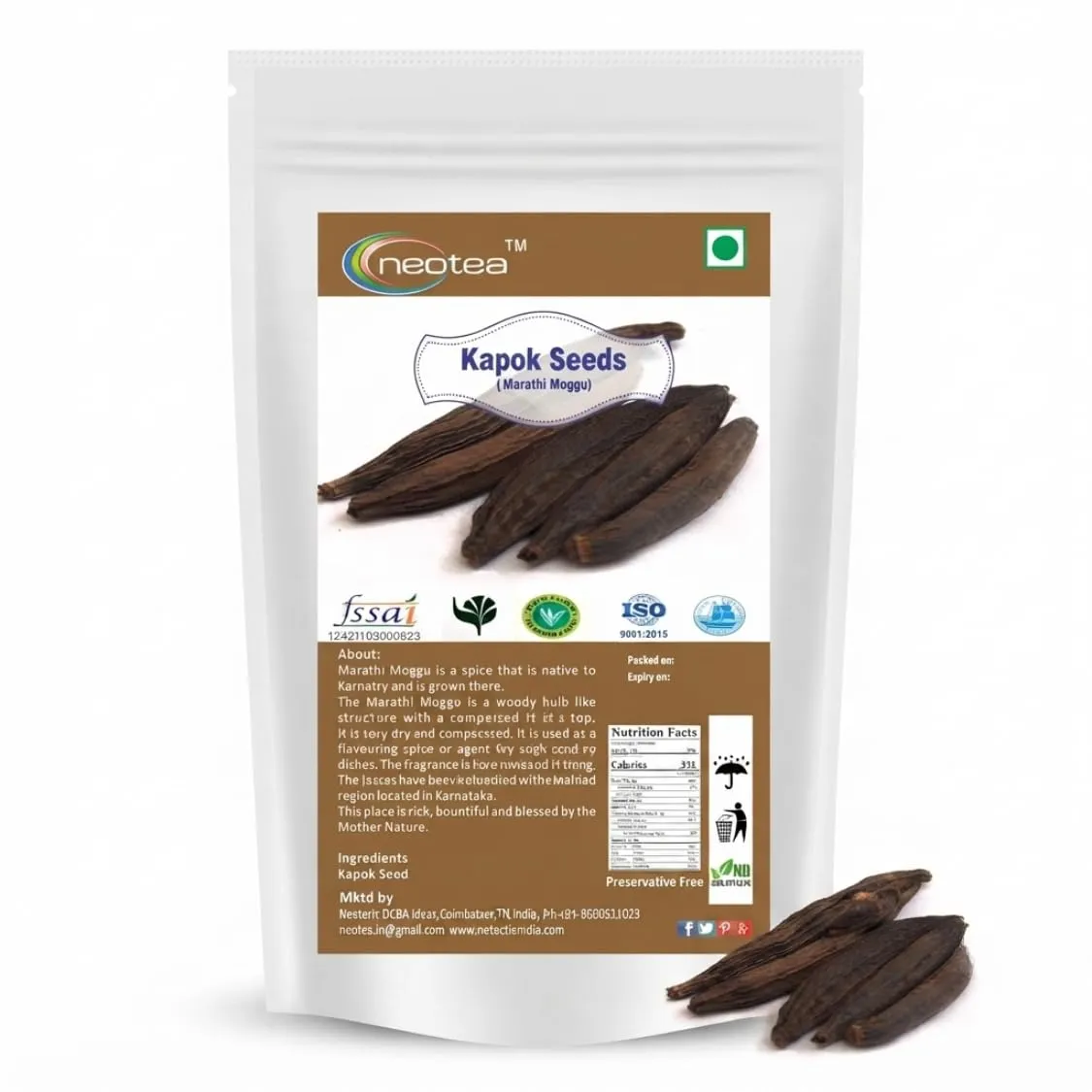 Kapok Seeds(Marathi Moggu) | Natural Dried Kapok Tree Seeds | Whole Raw Herbal Seeds | Traditionally Used Botanical Ingredient | Unprocessed Whole Seeds for Traditional and Household Use