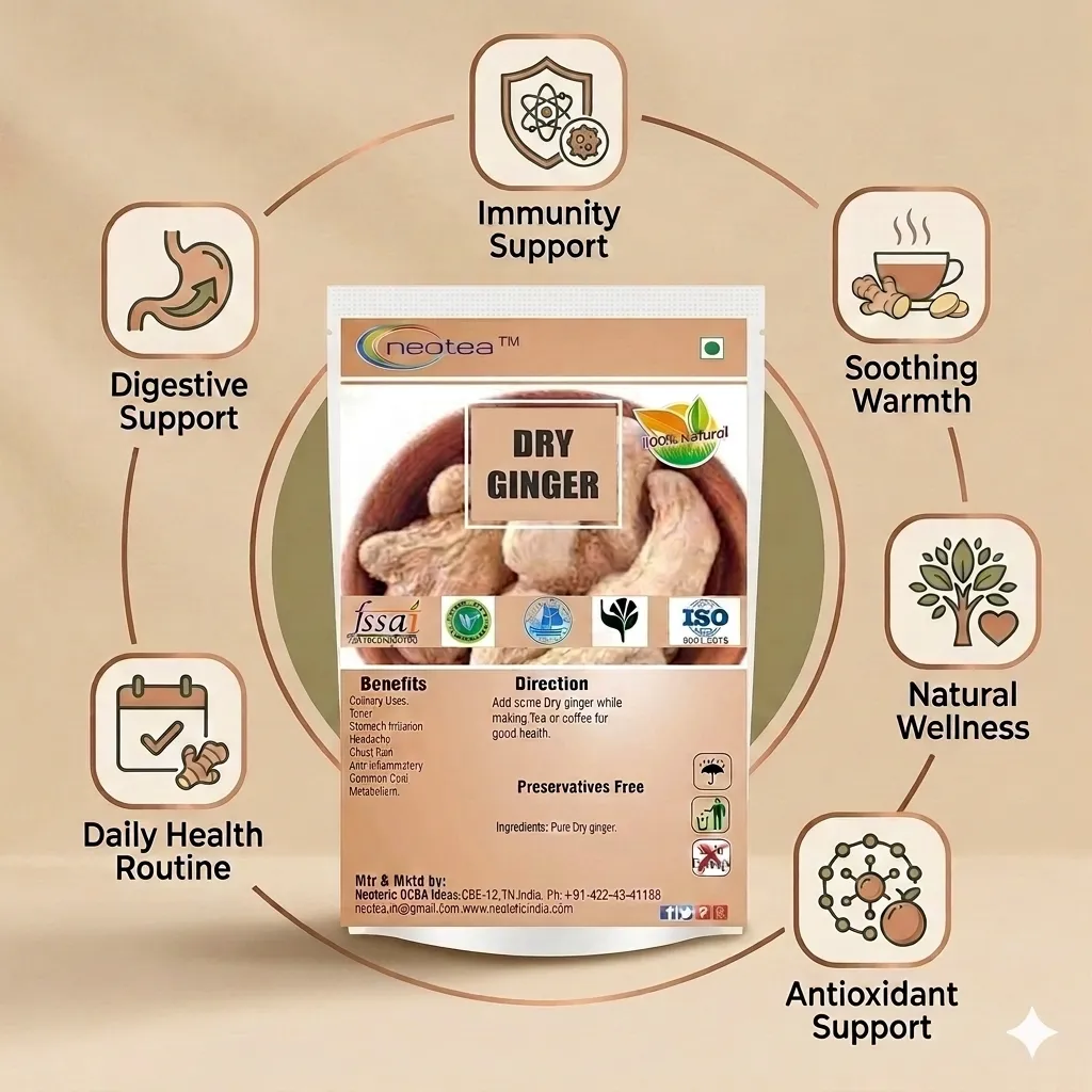 Dry Ginger (Sukku) Whole Dried Ginger | Naturally Dried Ginger Pieces | Aromatic Herbal Ingredient for Traditional Recipes, Herbal Drinks, Tea & Home Use | Premium Quality