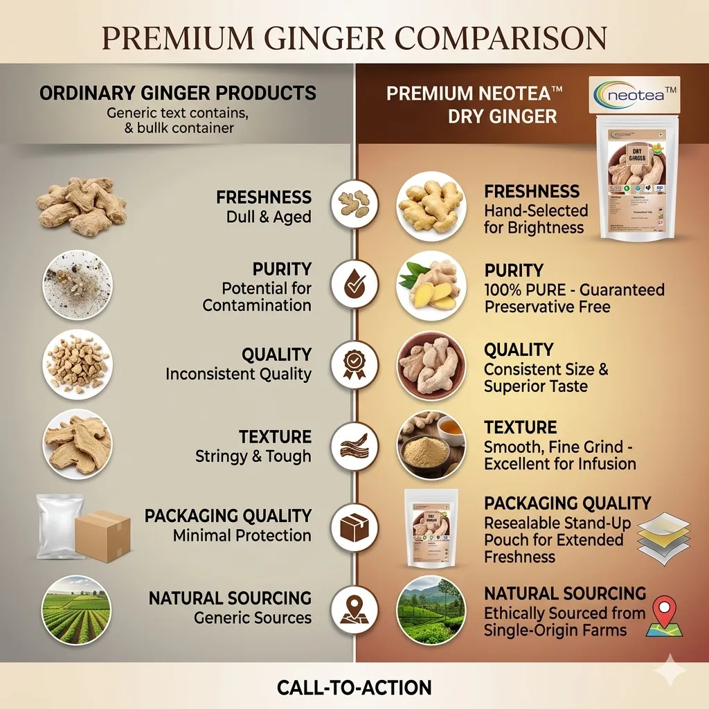 Dry Ginger (Sukku) Whole Dried Ginger | Naturally Dried Ginger Pieces | Aromatic Herbal Ingredient for Traditional Recipes, Herbal Drinks, Tea & Home Use | Premium Quality