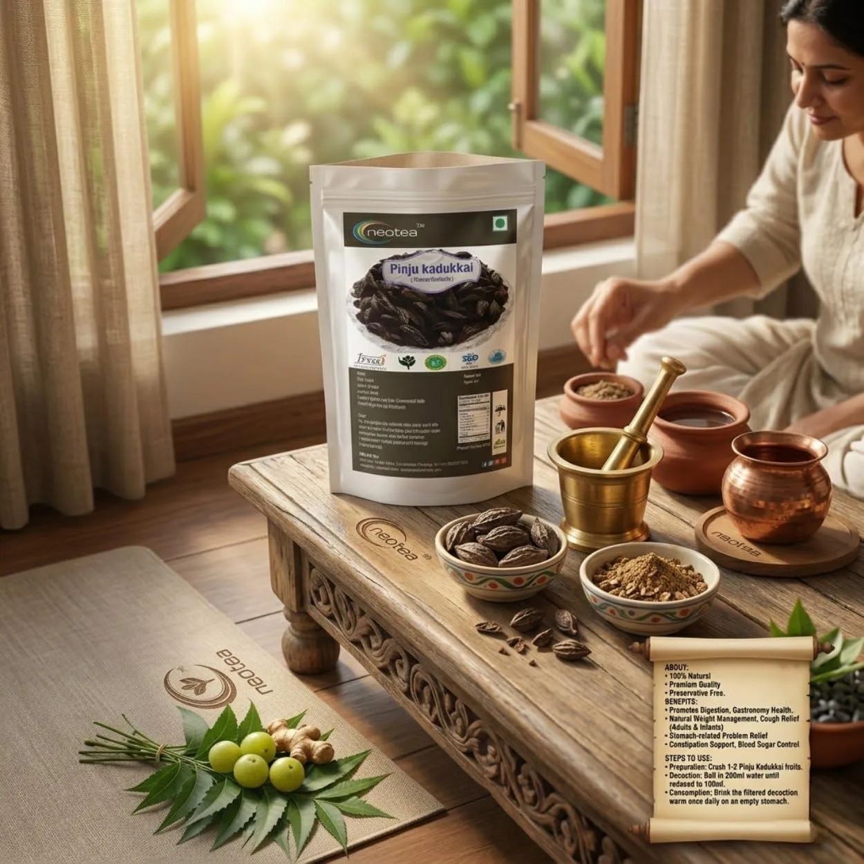 Pinju Kadukkai Raw Herbal | Whole Haritaki Fruit | Unprocessed Dried Herbal Ingredient | Traditional Indian Herb for Home Use | Natural Botanical Ingredient