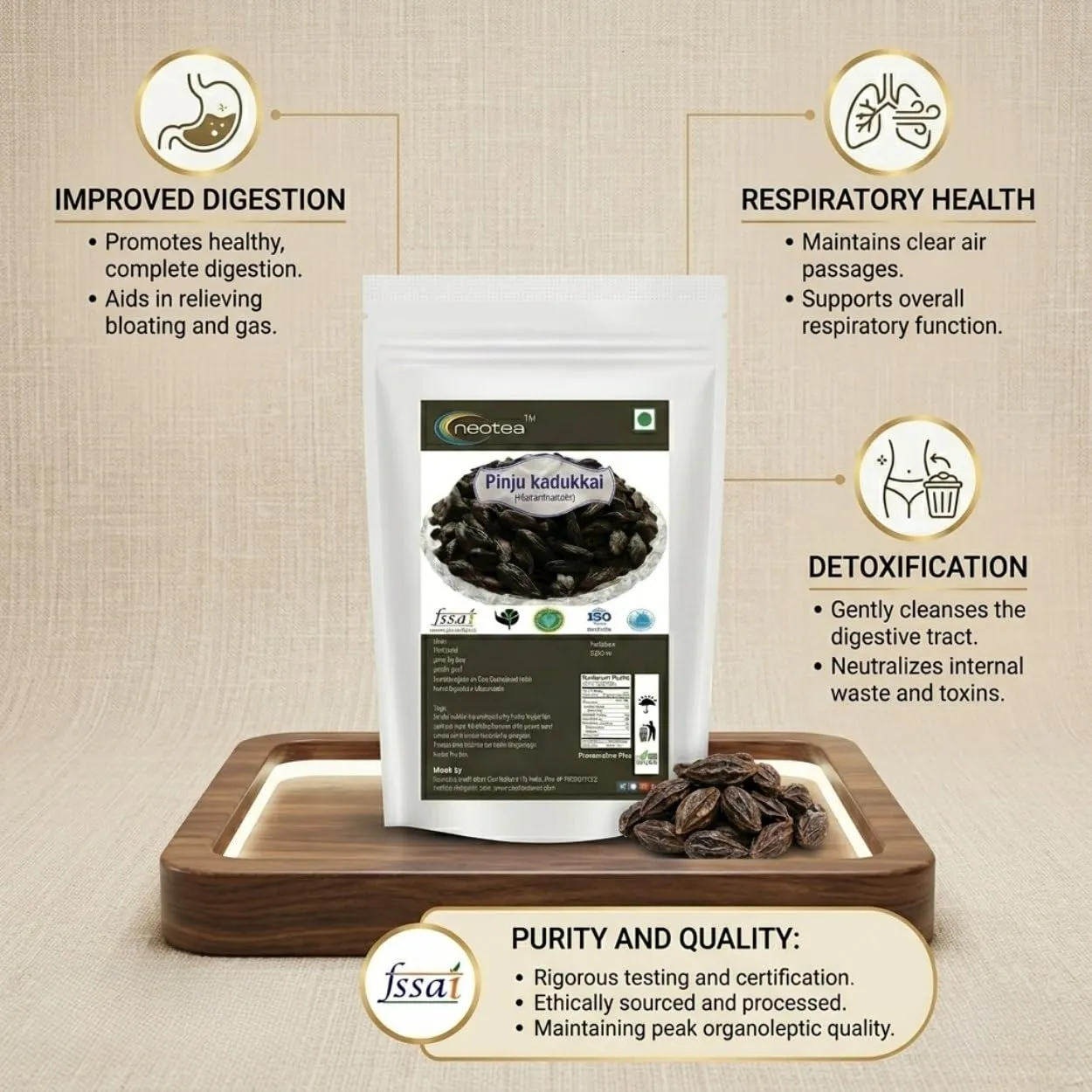 Pinju Kadukkai Raw Herbal | Whole Haritaki Fruit | Unprocessed Dried Herbal Ingredient | Traditional Indian Herb for Home Use | Natural Botanical Ingredient