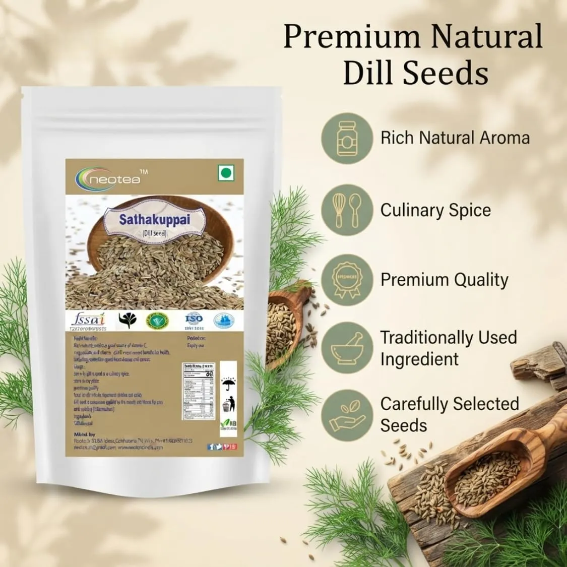 Dill Seed (Sathakuppai Anethum Graveolens) Raw Herbal Whole Seeds | Natural Dried Dill Seeds | Aromatic Herbal Ingredient for Traditional Recipes, Herbal Preparations & Daily Kitchen Use | Premium Quality