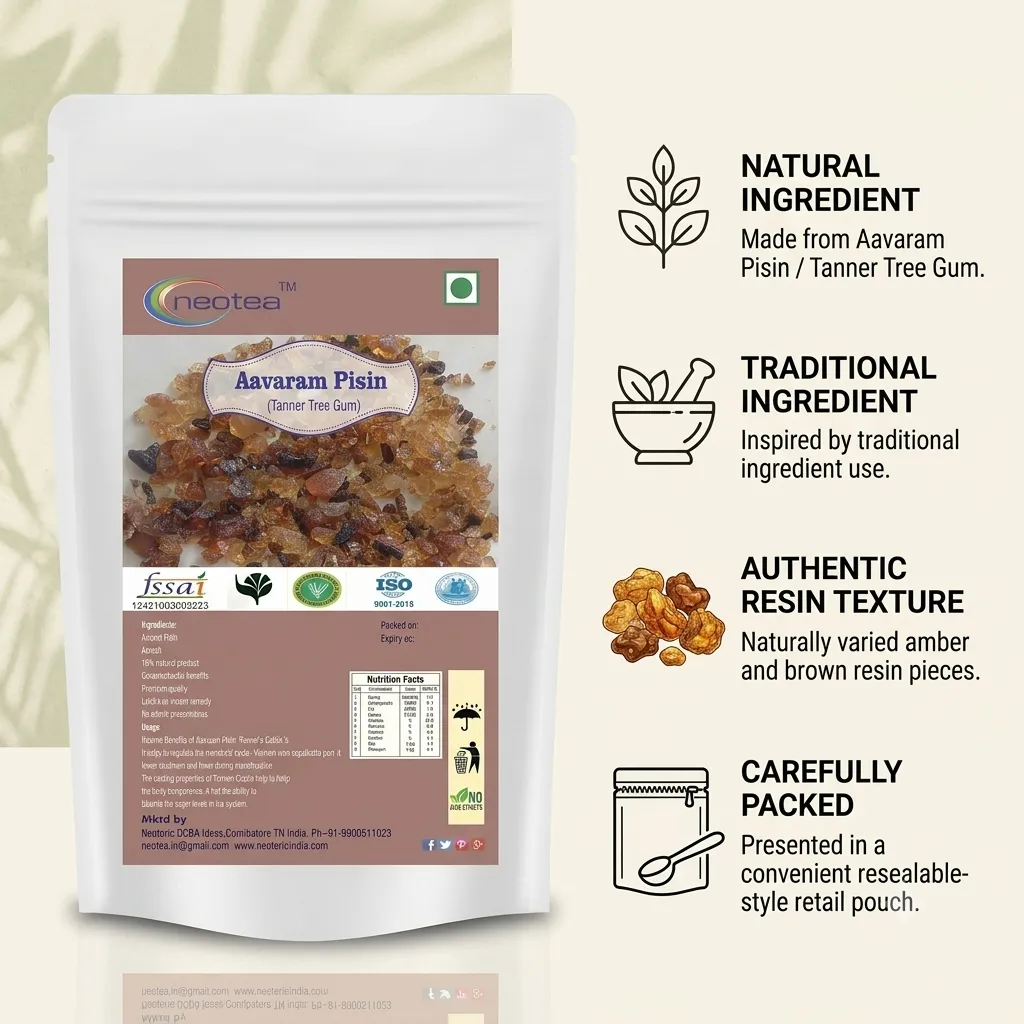Aavaram Pisin (Tanner Tree Gum) Raw Herbal Resin | Natural Aavaram Pisin Gum | Traditional Indian Herbal Ingredient | Whole Raw Form for Traditional Use, Home Preparations & Herbal Practices