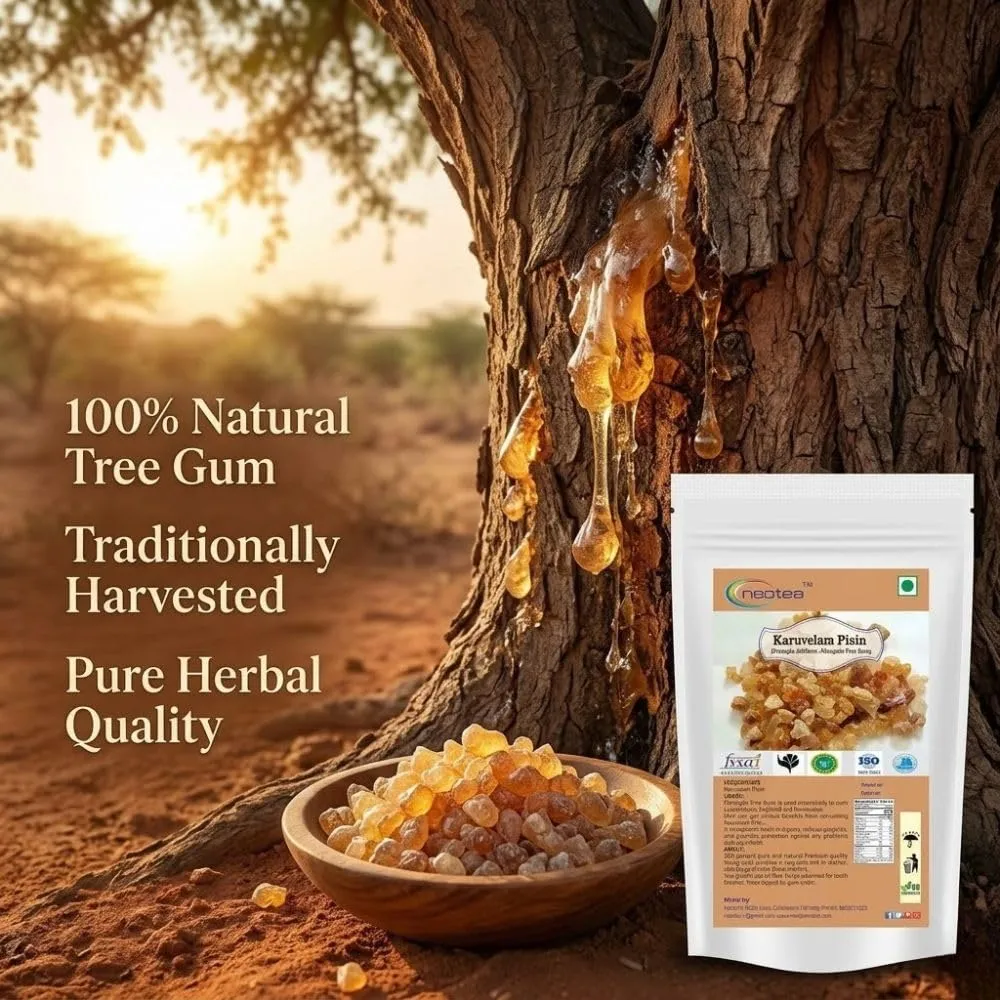 Karuvelam Pisin Raw Herbal Gum | Natural Karuvelam Tree Gum Resin | Traditional Indian Herbal Ingredient | Carefully Cleaned & Naturally Dried | Premium Raw Herb