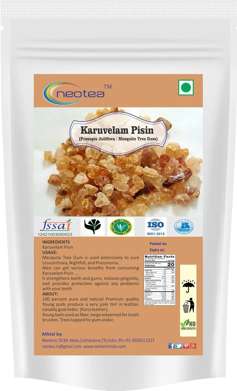 Karuvelam Pisin Raw Herbal Gum | Natural Karuvelam Tree Gum Resin | Traditional Indian Herbal Ingredient | Carefully Cleaned & Naturally Dried | Premium Raw Herb