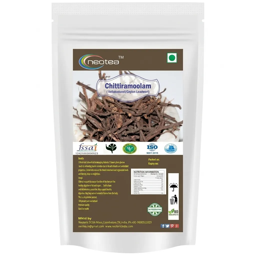 Kodivaeli Vaer (White Leadwort) | Chittiramoolam/Chitramulika/Vellakoduveli/Safaid Sitarak | 100% Natural & Organic Herbal Supplement for Wellness & Immune Support