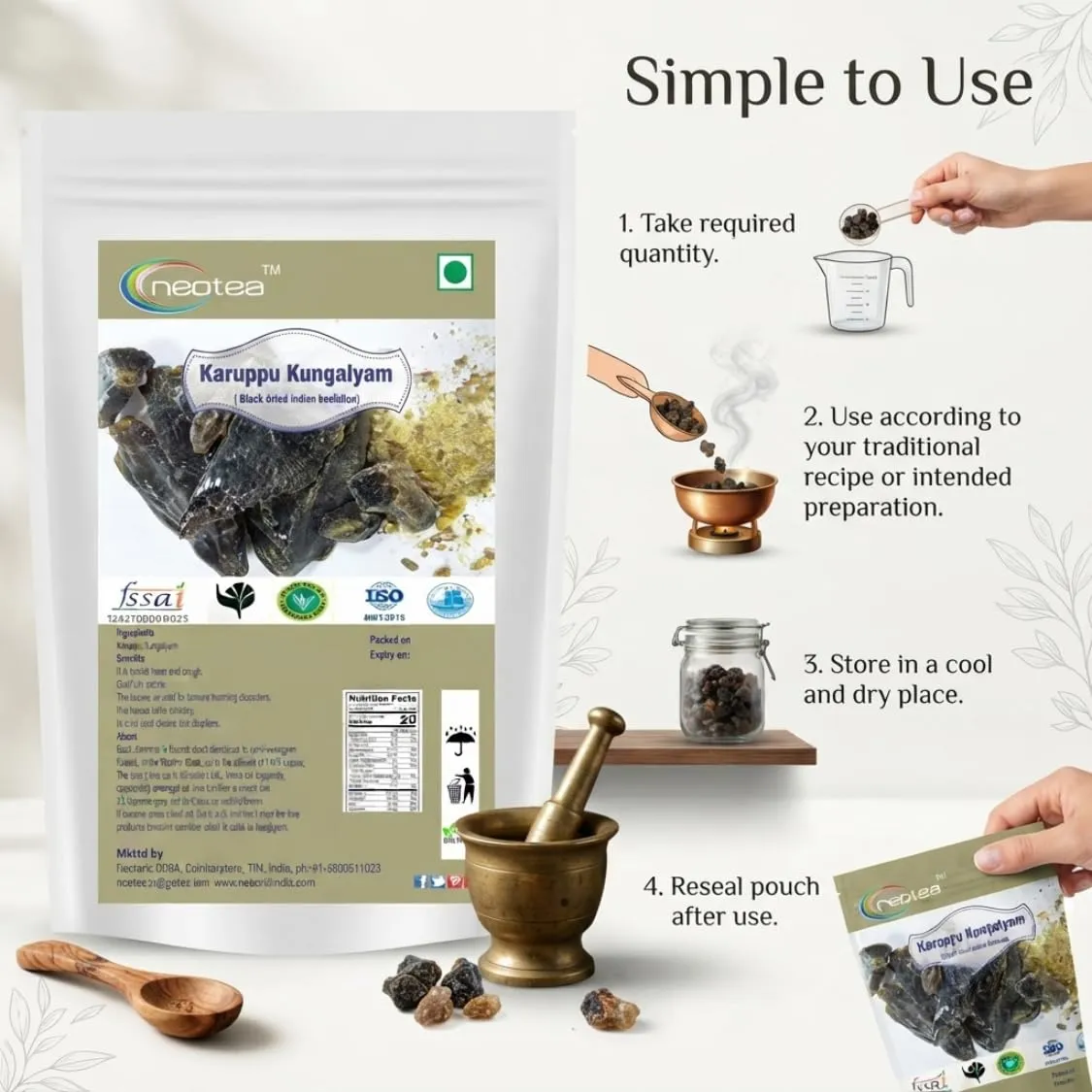 Karuppu Kungalyam Raw Herbal (Black Dried Indian Bdellium) | Traditional Indian Herbal Ingredient | Natural Whole Karuppu Kungalyam | Carefully Selected Raw Herb for Traditional Household and Herbal Practices