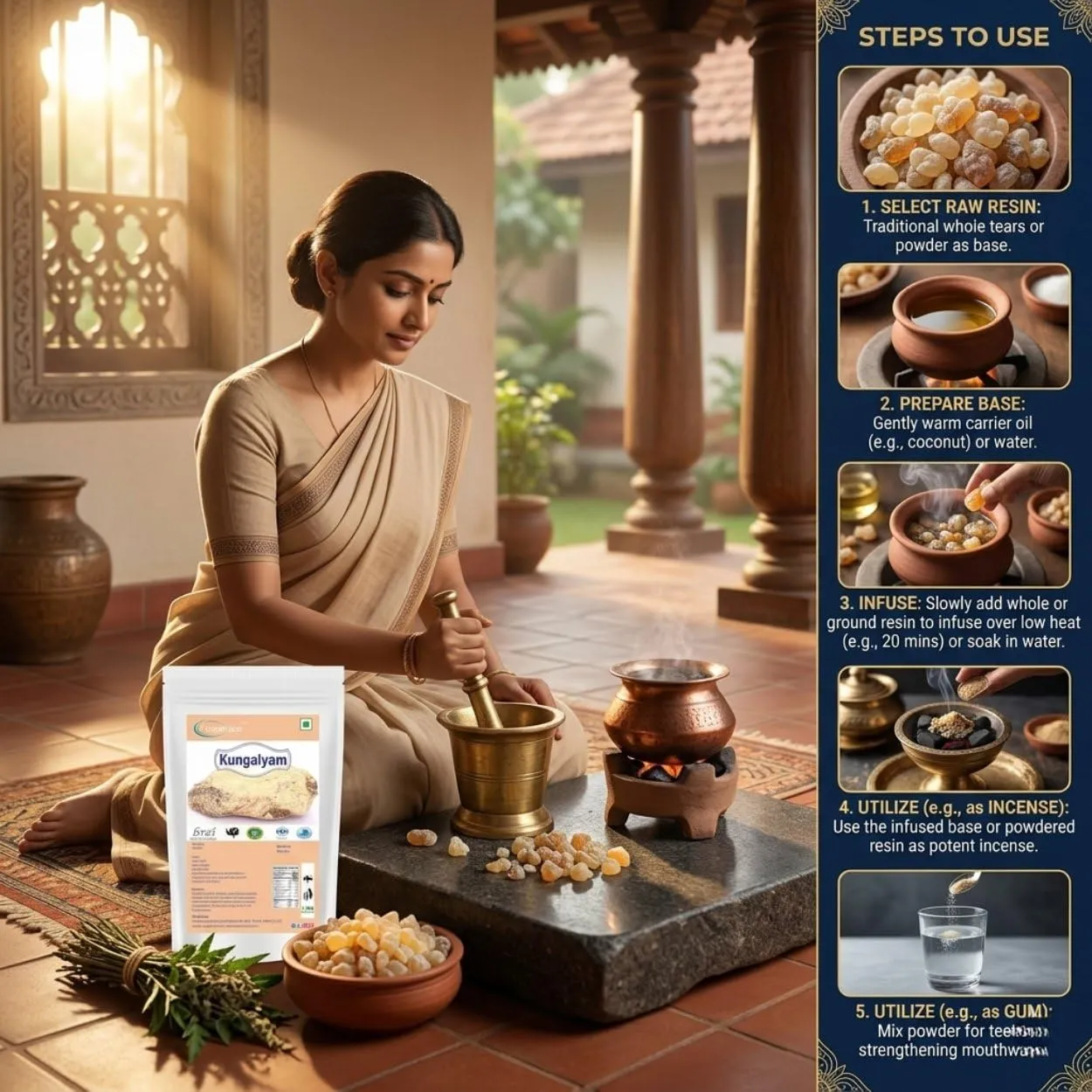 Kungalyam Raw Herbal | Natural Dried Kungalyam Herb | Traditional Indian Herbal Ingredient for Home Use, Herbal Preparations & Traditional Wellness Practices | Premium Quality