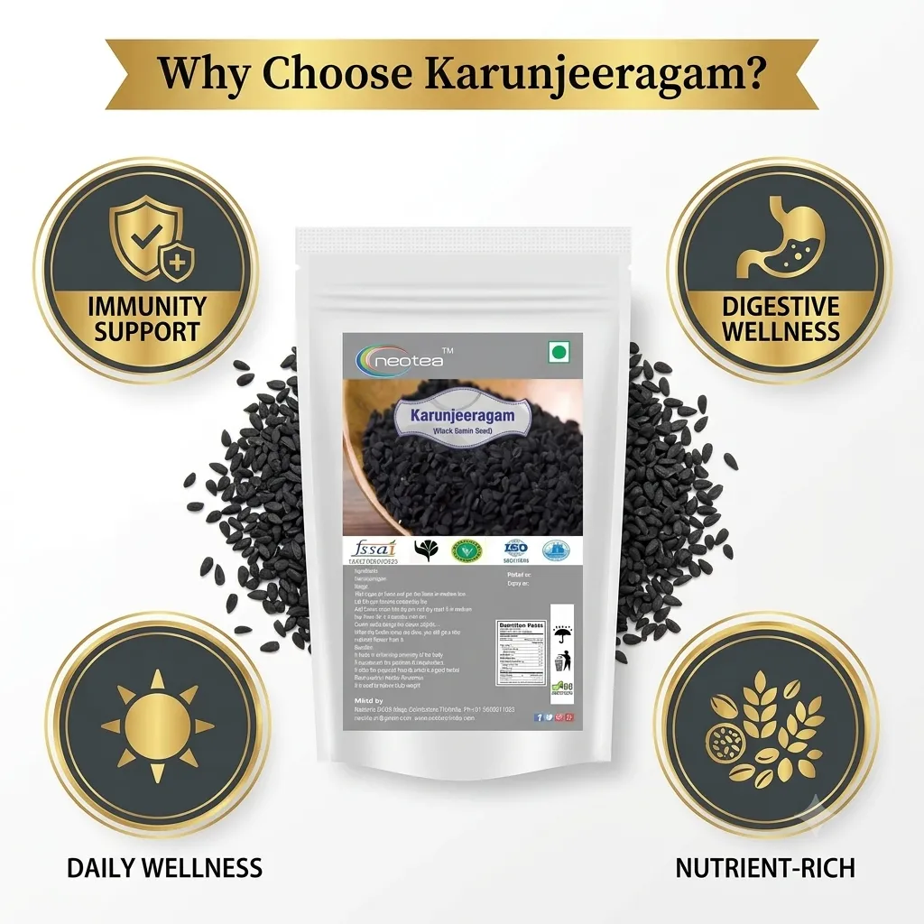 Karunjeeragam Whole Seeds | Black Cumin Seeds | Natural Raw Herbal Seeds | Nigella Sativa Whole Seeds | Unprocessed Karunjeeragam for Traditional Culinary & Herbal Use