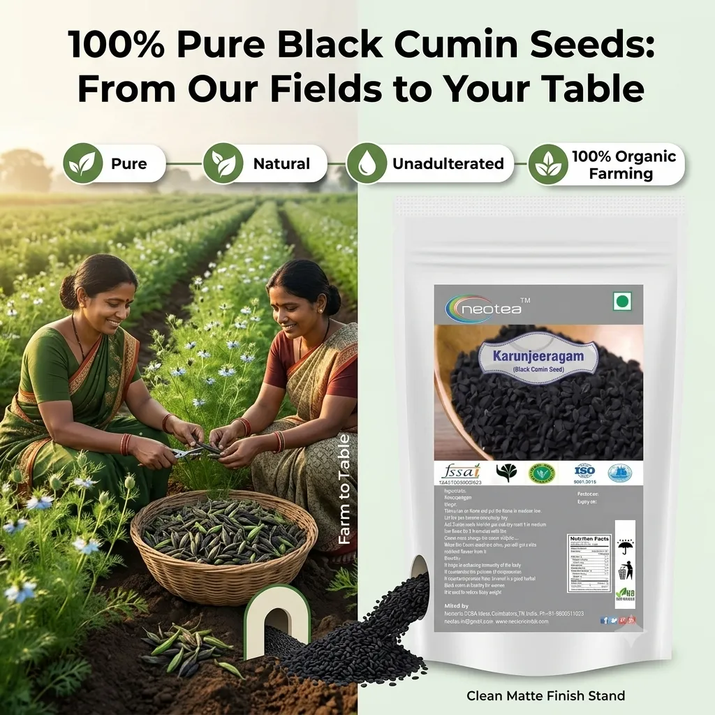 Karunjeeragam Whole Seeds | Black Cumin Seeds | Natural Raw Herbal Seeds | Nigella Sativa Whole Seeds | Unprocessed Karunjeeragam for Traditional Culinary & Herbal Use