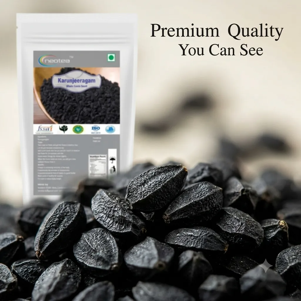Karunjeeragam Whole Seeds | Black Cumin Seeds | Natural Raw Herbal Seeds | Nigella Sativa Whole Seeds | Unprocessed Karunjeeragam for Traditional Culinary & Herbal Use