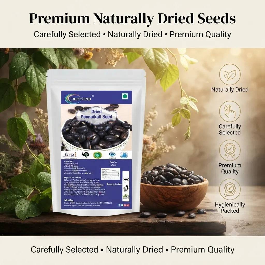 Dried Poonaikali Seed – Natural Whole Poonaikali Seeds, Traditionally Used Herbal Seed, Carefully Dried Raw Botanical Ingredient for Traditional Preparations