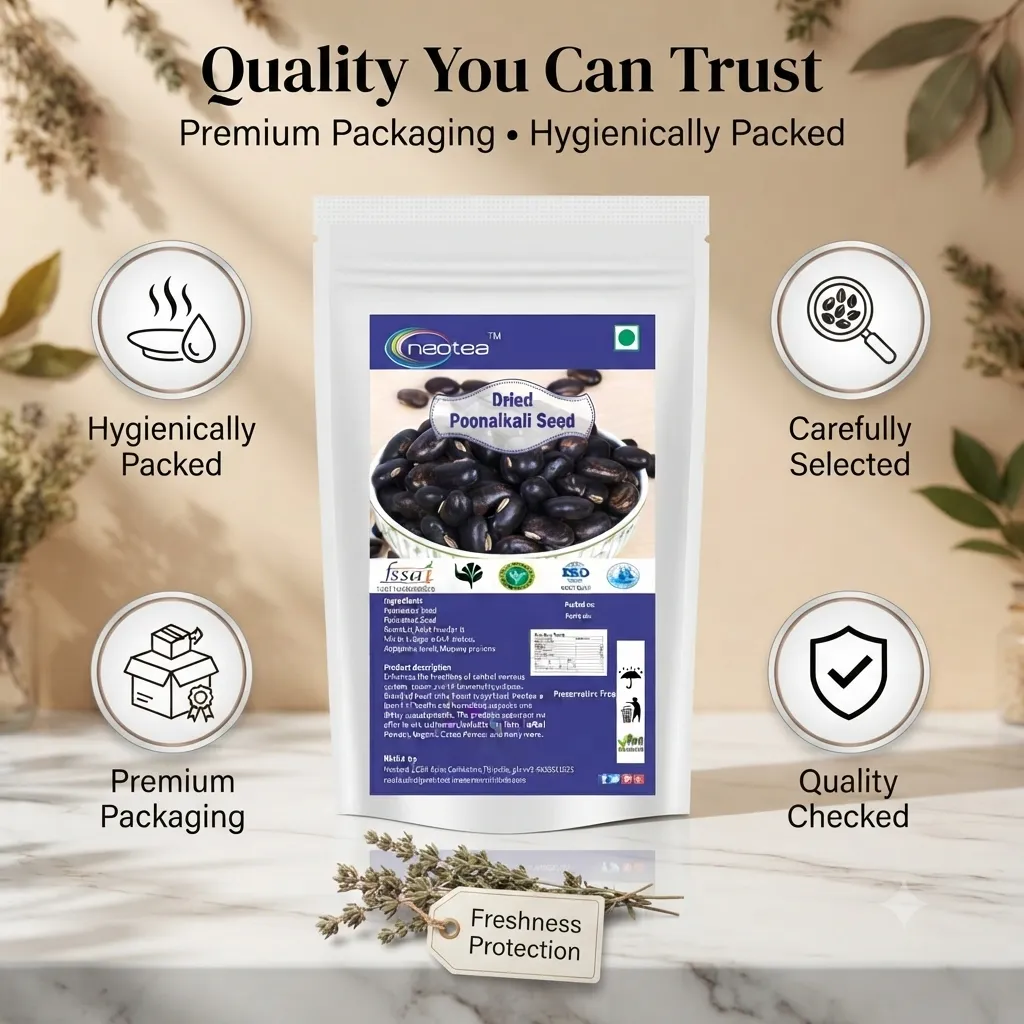 Dried Poonaikali Seed – Natural Whole Poonaikali Seeds, Traditionally Used Herbal Seed, Carefully Dried Raw Botanical Ingredient for Traditional Preparations