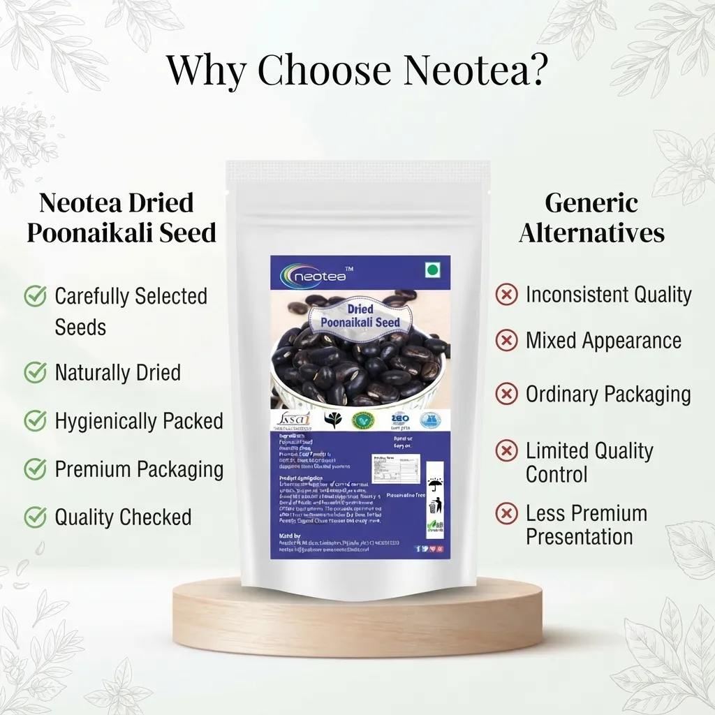 Dried Poonaikali Seed – Natural Whole Poonaikali Seeds, Traditionally Used Herbal Seed, Carefully Dried Raw Botanical Ingredient for Traditional Preparations