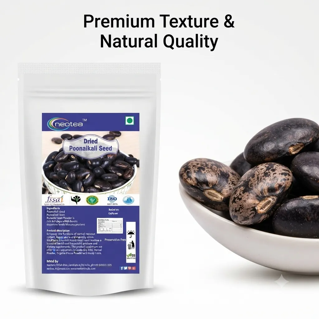 Dried Poonaikali Seed – Natural Whole Poonaikali Seeds, Traditionally Used Herbal Seed, Carefully Dried Raw Botanical Ingredient for Traditional Preparations