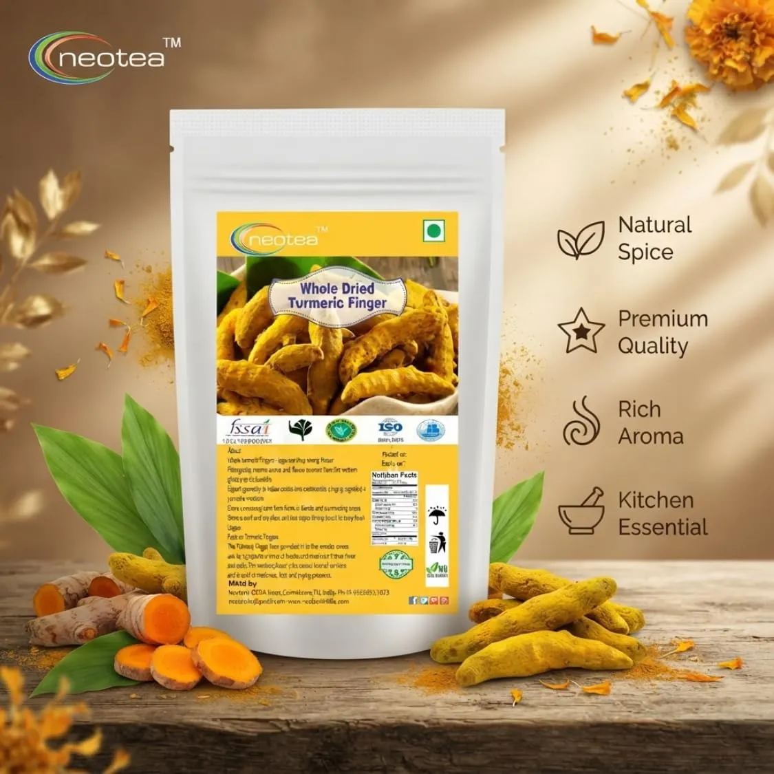 Whole Dried Turmeric Fingers | Premium Turmeric Root | Pure & Natural | Whole Dry for Cooking, Herbal Preparations & Spice Use | No Added Preservatives