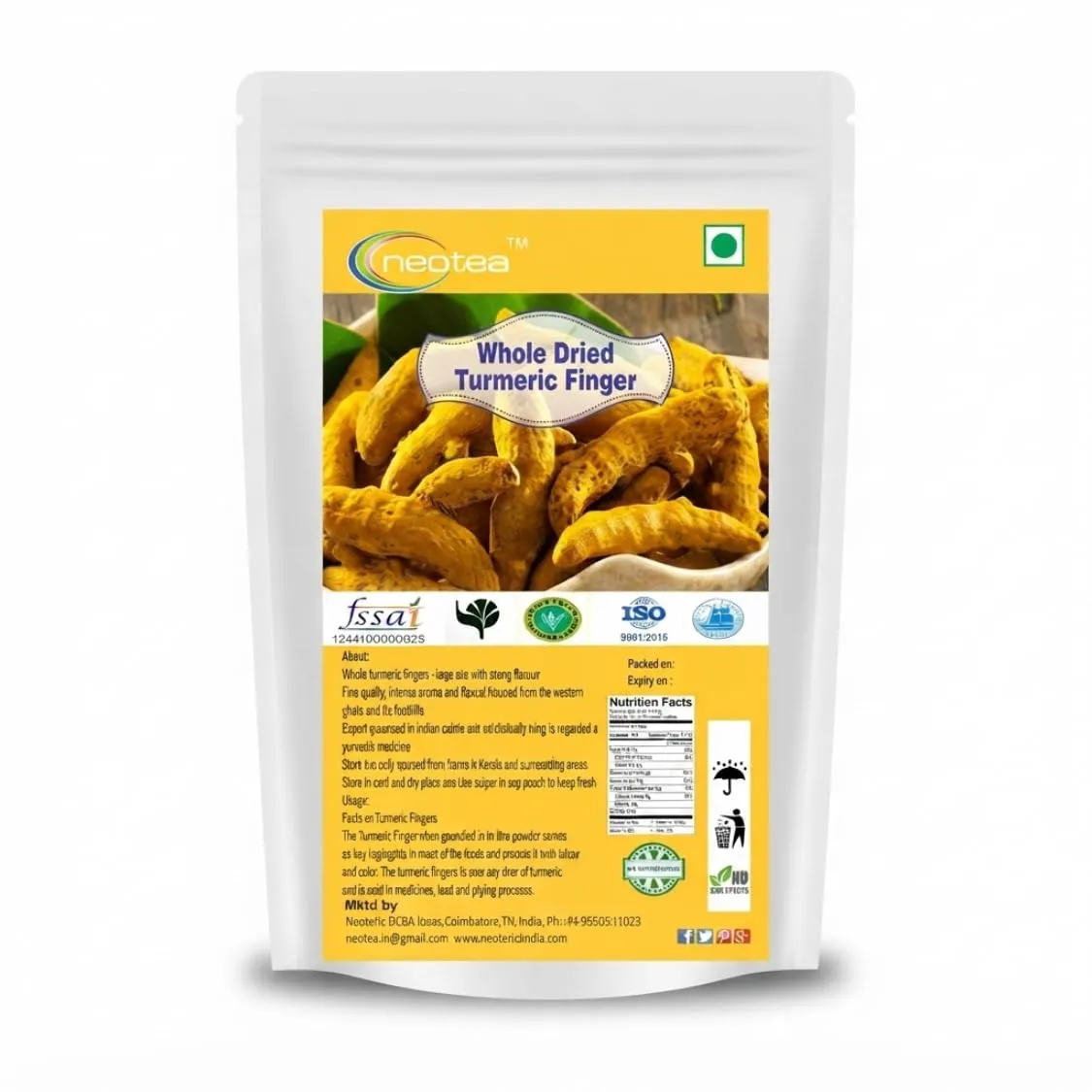 Whole Dried Turmeric Fingers | Premium Turmeric Root | Pure & Natural | Whole Dry for Cooking, Herbal Preparations & Spice Use | No Added Preservatives