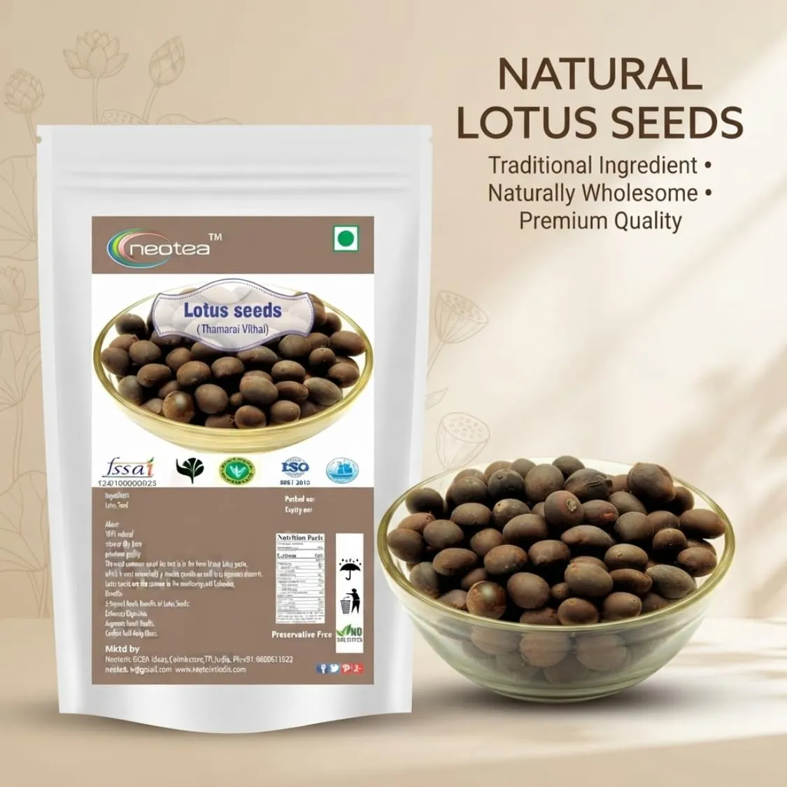 Lotus Seeds Raw Herbal Whole Seeds, Natural Dried Lotus Seed, Premium Quality Makhana Alternative for Traditional Uses, Cooking, Herbal Preparations and Daily Kitchen Use