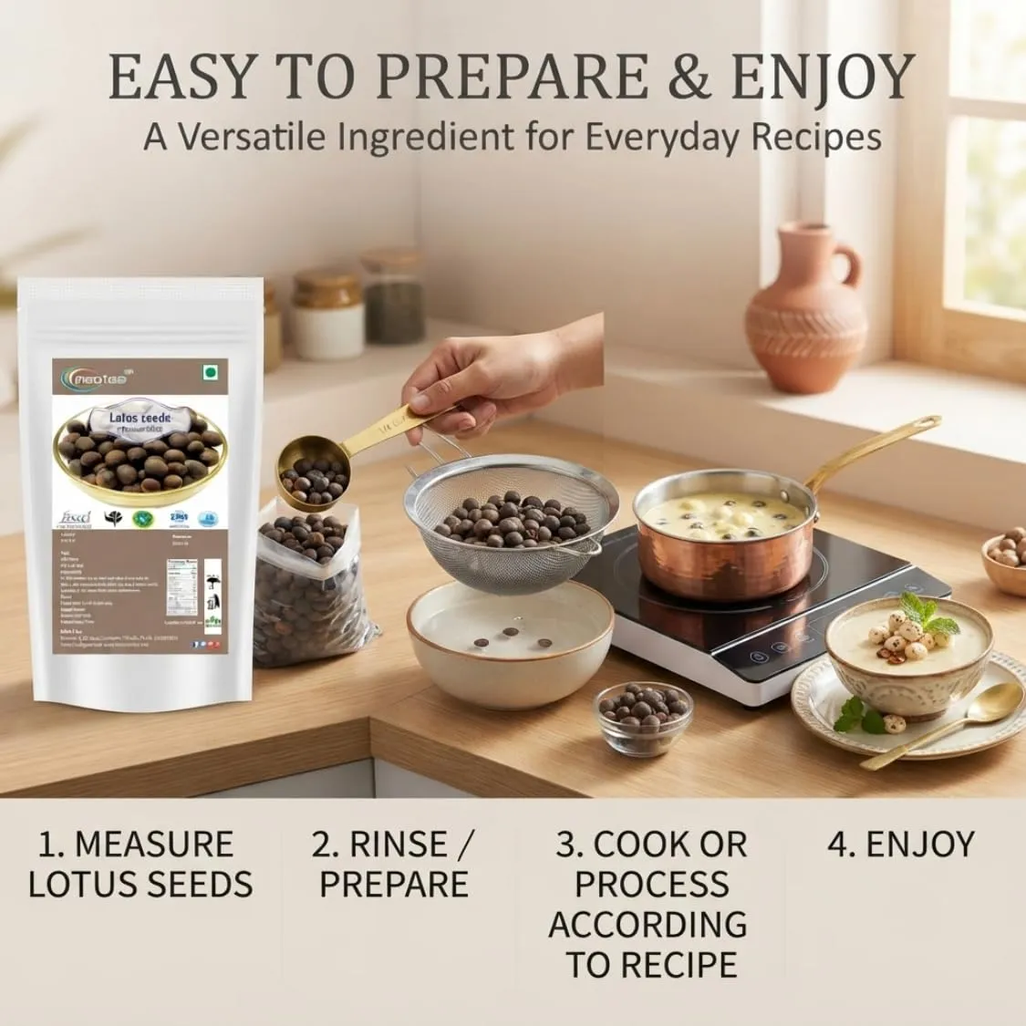 Lotus Seeds Raw Herbal Whole Seeds, Natural Dried Lotus Seed, Premium Quality Makhana Alternative for Traditional Uses, Cooking, Herbal Preparations and Daily Kitchen Use