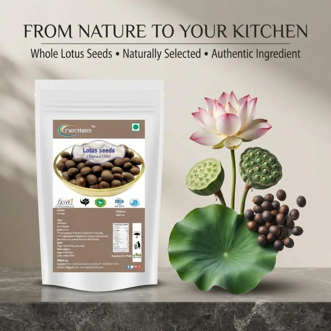 Lotus Seeds Raw Herbal Whole Seeds, Natural Dried Lotus Seed, Premium Quality Makhana Alternative for Traditional Uses, Cooking, Herbal Preparations and Daily Kitchen Use