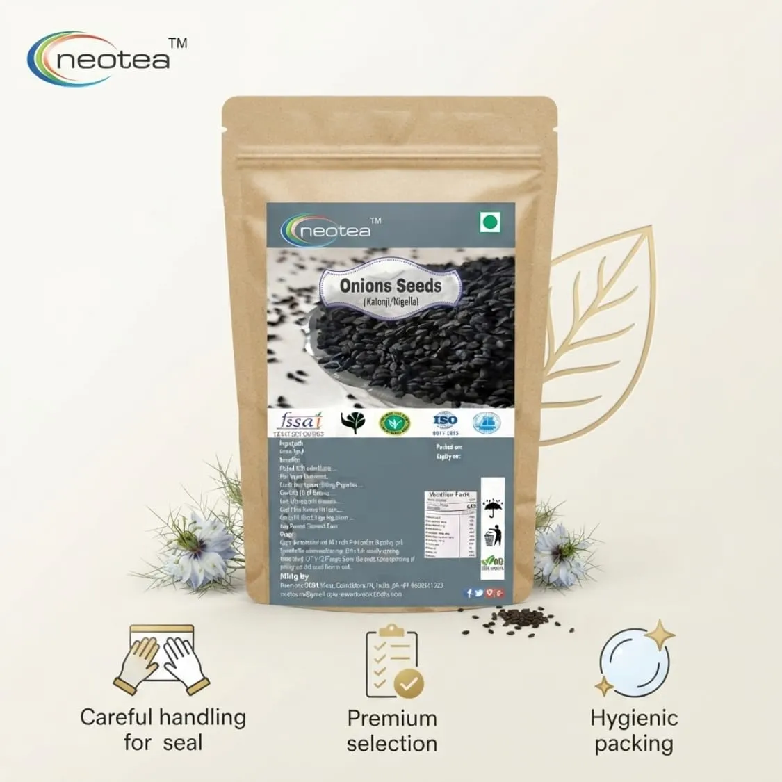 Onion Seeds (Kalonji) Raw Herbal Seeds | Pure Dried Onion Seeds for Traditional Kitchen, Herbal and Daily Wellness Use | Natural Whole Seeds | Carefully Cleaned & Packed