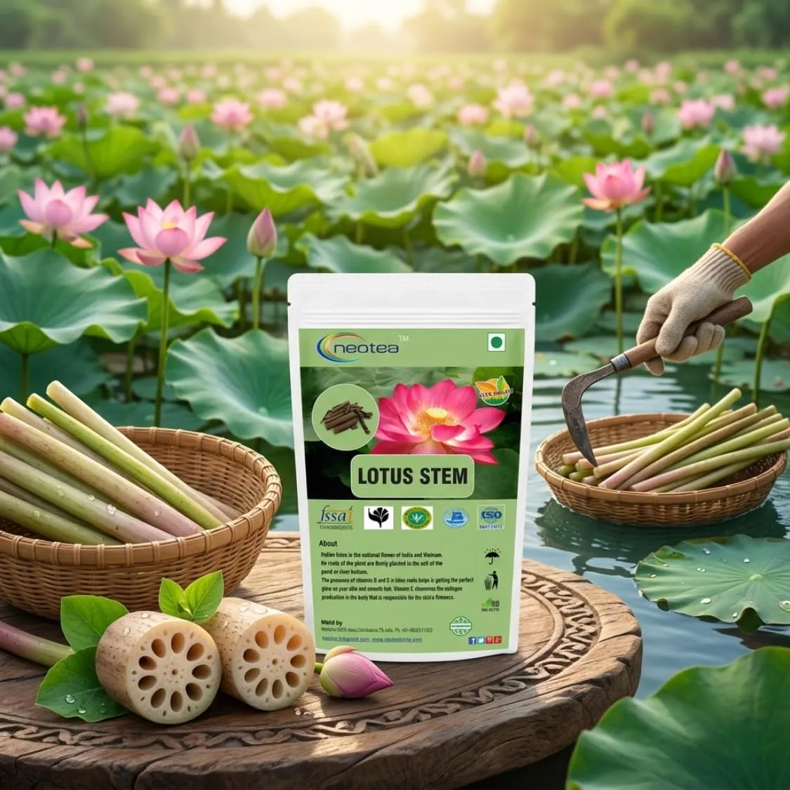 Lotus Stem Raw Herbal | Dried Lotus Stem Whole Natural Herb | Nelumbo Nucifera Stem | Traditional Herbal Ingredient for Home Use, Herbal Preparations & Natural Wellness