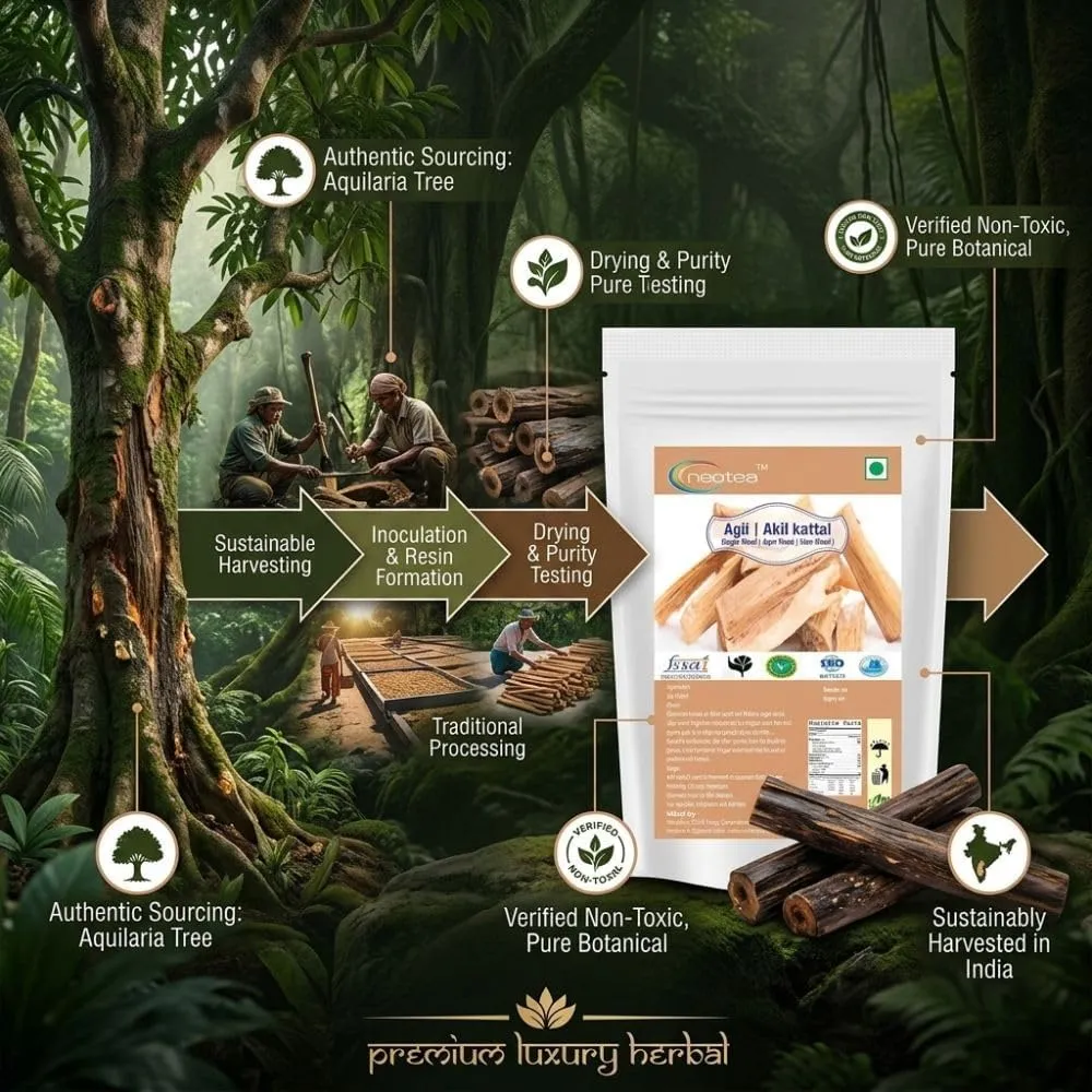 Akil Kattai Raw Herbal Wood | Whole Natural Akil Kattai Pieces | Traditional Indian Herbal Ingredient for Pooja, Herbal Preparations, Aroma & Traditional Home Practices | Unprocessed Raw Herb
