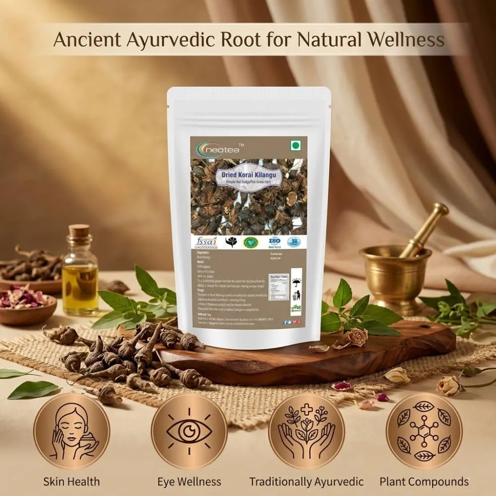 Dried Korai Kilangu | Nut Grass Root | Cyperus Rotundus Dried Root | Whole Raw Herbal Ingredient | Naturally Dried Korai Kilangu for Traditional Herbal Preparations, Pooja & Home Use