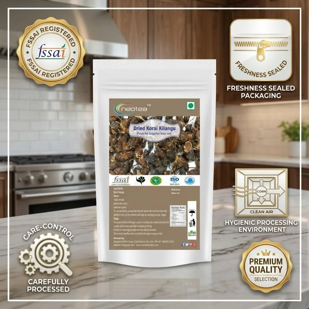 Dried Korai Kilangu | Nut Grass Root | Cyperus Rotundus Dried Root | Whole Raw Herbal Ingredient | Naturally Dried Korai Kilangu for Traditional Herbal Preparations, Pooja & Home Use