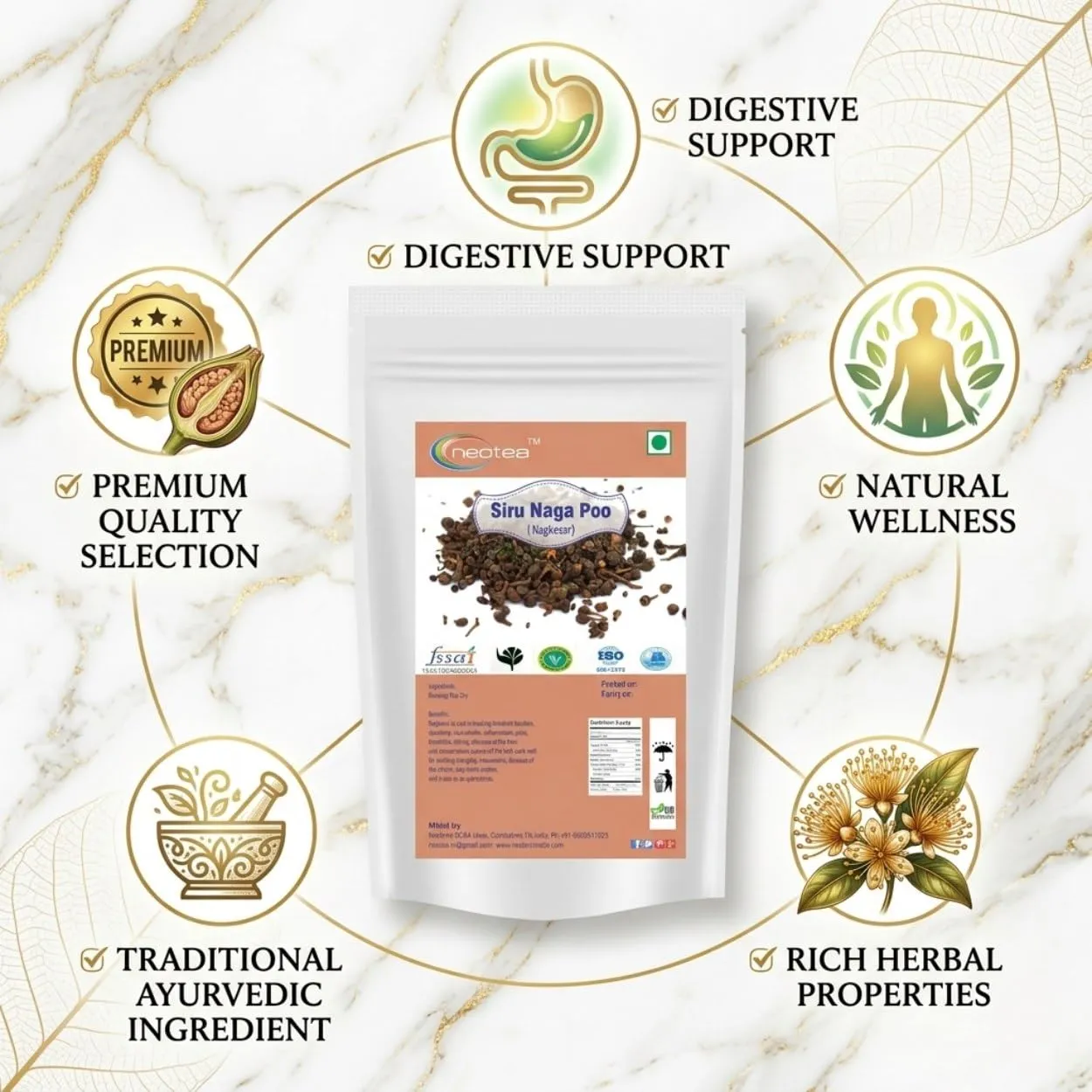 Siru Naga Poo Raw Herb | Dried Siru Naga Poo Herbal Ingredient | Traditional Indian Herbal Ingredient for Home Use | Natural Whole Herb | Carefully Cleaned & Packed