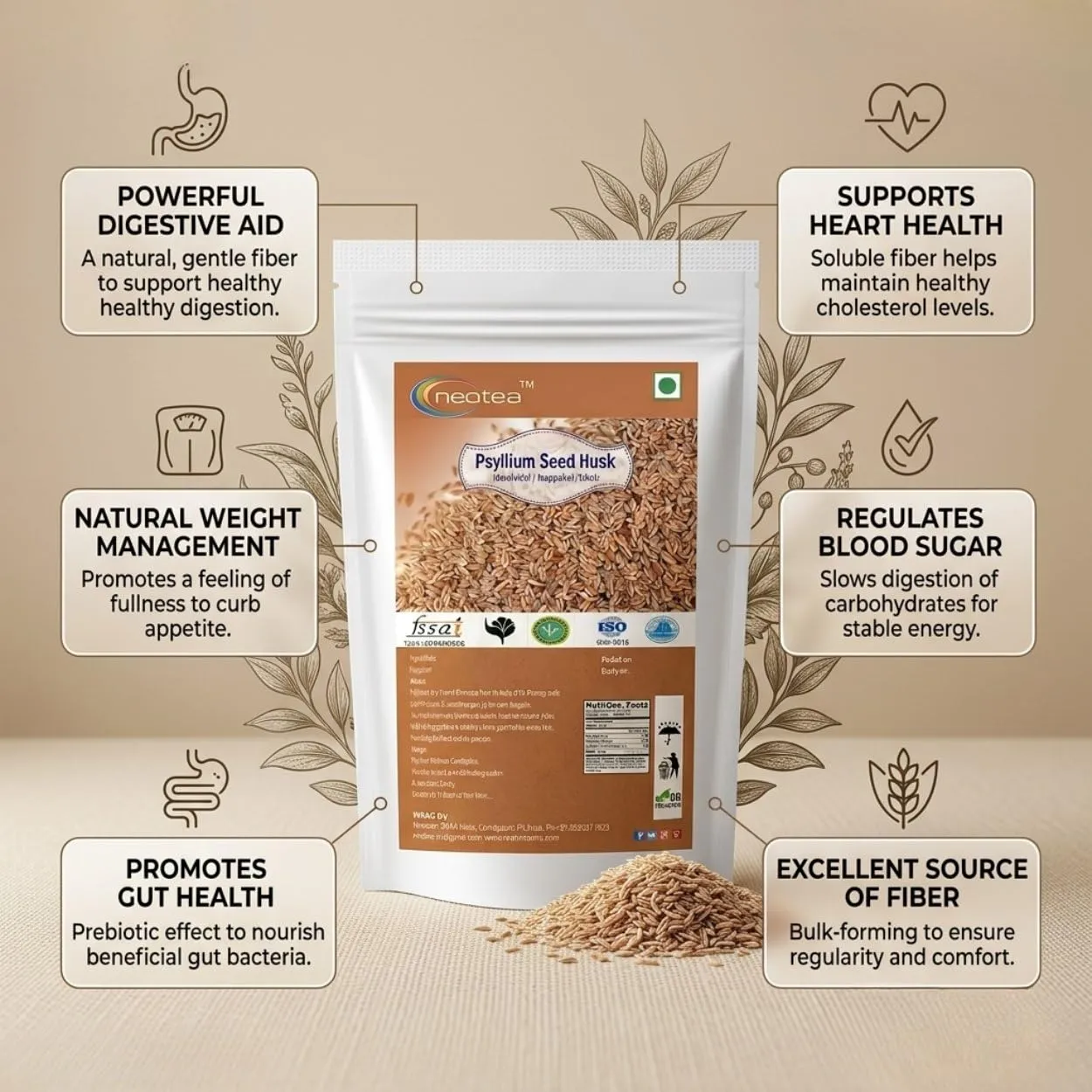 Isappakol Raw Herb (Psyllium Seed Husk) | Natural Whole Isappakol Herbal Ingredient | Traditionally Used Herbal Raw Material | Clean, Dried & Carefully Selected Herb | For Home Herbal Use