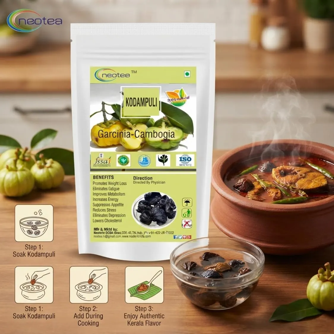 Kudampuli Garcinia Cambogia – Premium Dried Garcinia for Metabolism Boost, Appetite Control, Natural Herbal Supplement, Rich in HCA, Vegan & Non-GMO, Supports Healthy Digestion, All-Natural, Pure for Wellness